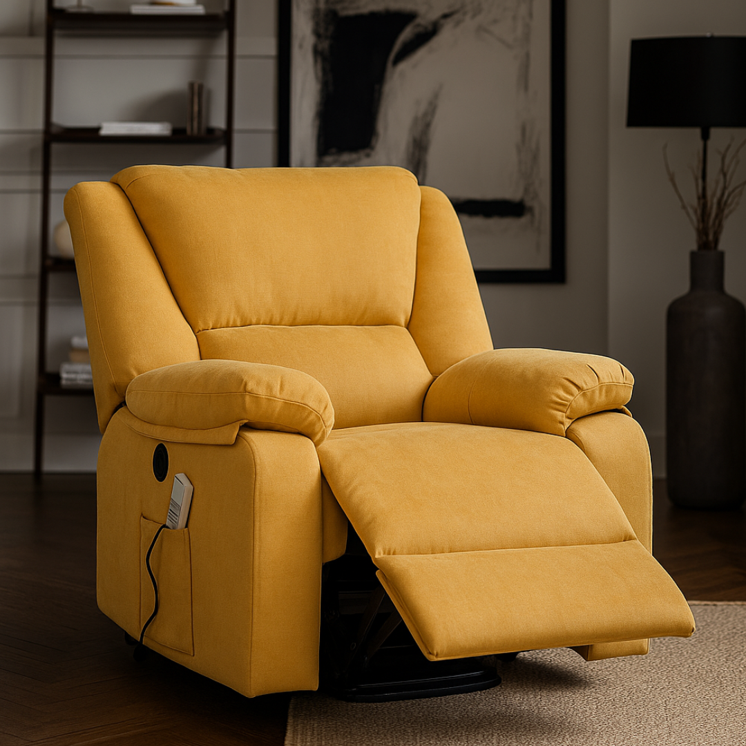 Fotoliu cu Masaj și Încălzire Recliner Electric Galben FOTOLIU CU MASAJ/RECLINER/INCALZIRE / GALBEN Chairs