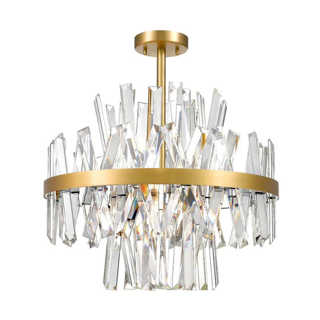 Lustra 8XG9 Gold Kanso ALB + AURIU / CRISTAL / 50CM Chandeliers Crystal