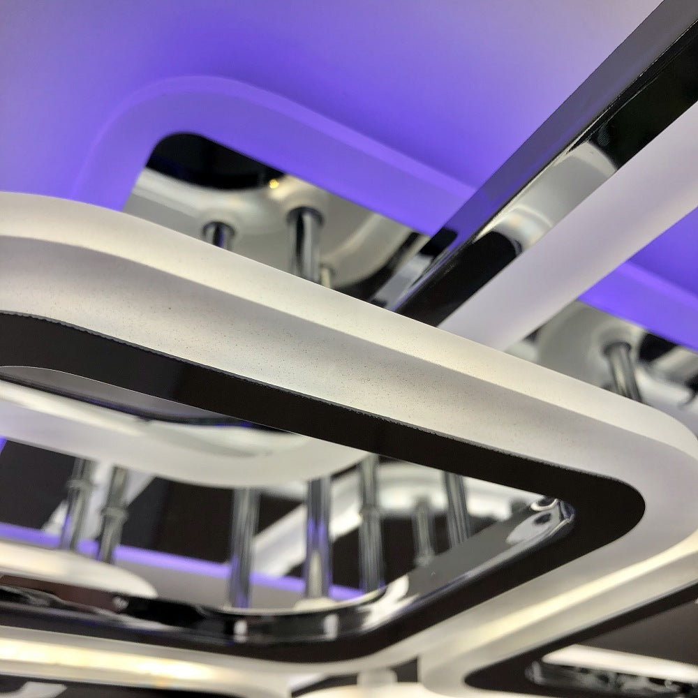 Lustra LED 4+4 SQUARE Gigant Silver RGB Echivalent 1200W Telecomanda