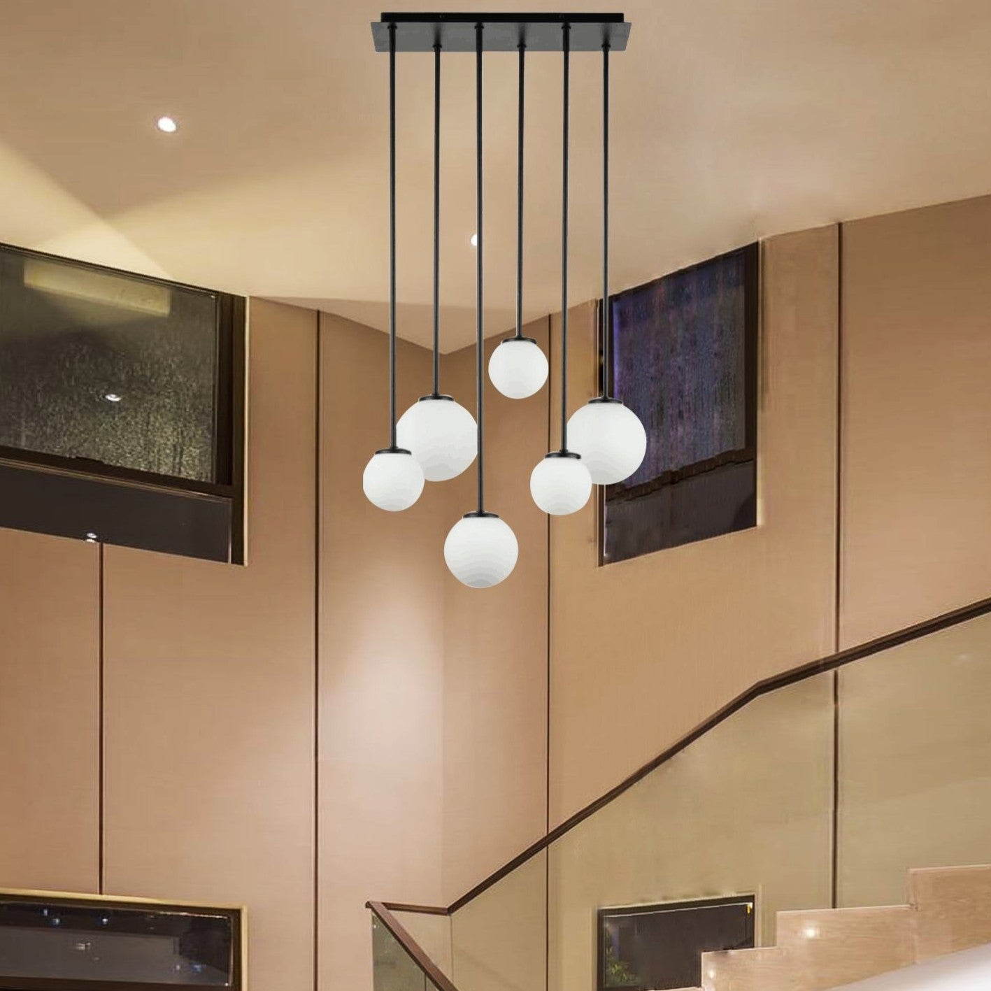 Lustra Abajur MAT Black SIGMA 6xE27 NEAGRA / ABAJUR Chandeliers