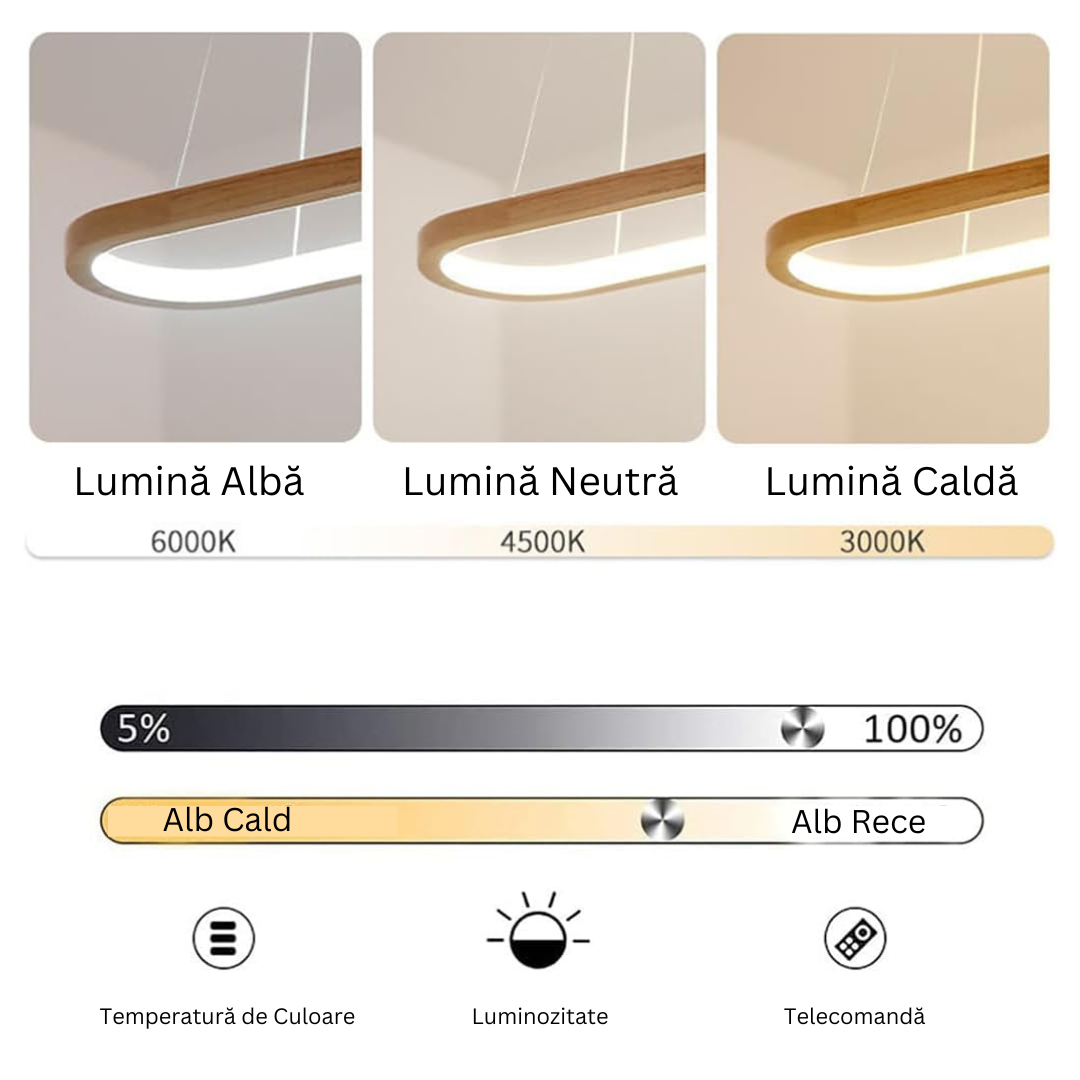 Lustra LED KING OVAL WENGE 1 Segment 120W cu Telecomanda SE-P3211-CF BROWN / 80CM / SUSPENDATE Lighting Fixtures