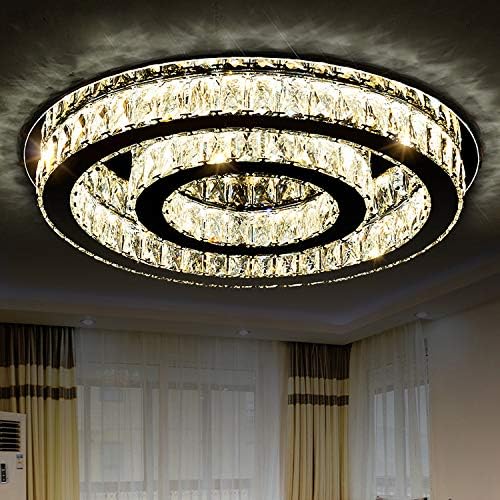 Lustra LED TWO CIRCLE Cristal Echivalent 500W Telecomanda CHROME / 50CM / CRISTAL Lighting Fixtures