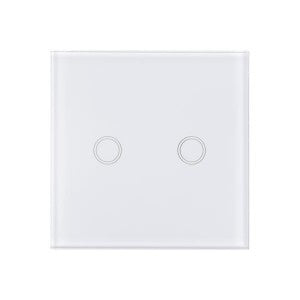 Intrerupator Touch Dublu + Telecomanda Rf Sticla Securizata Alb