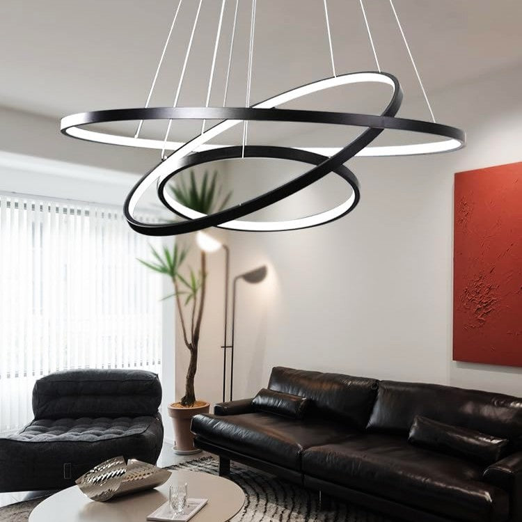 Lustra LED RGB-CCT AARON Black WIZ SMART Echivalent 1000W Telecomanda NEAGRA / 80CM / SUSPENDATE Lighting Fixtures