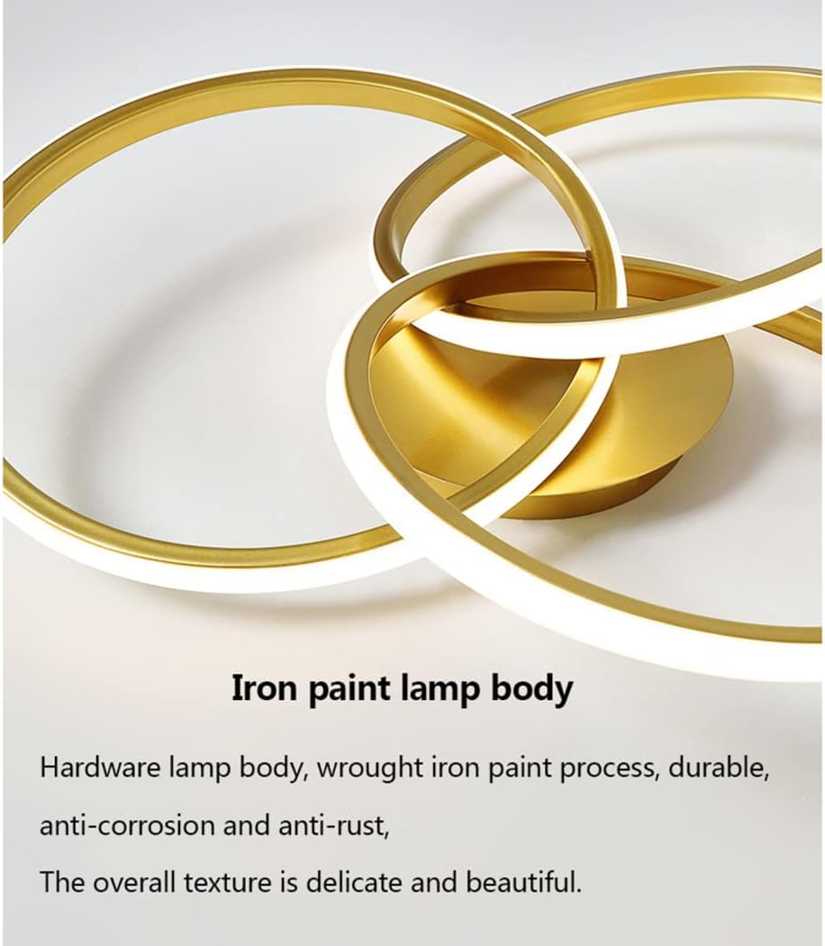 Lustra Led Three Rings Gold Echivalent 400W Cu Telecomanda Lighting Fixtures