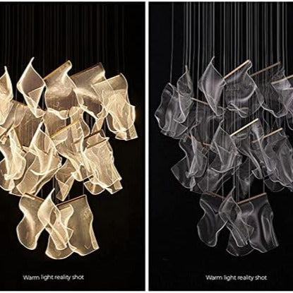 Lustra LED Luxury PAPER QUILL GOLD 8Elemente Echivalent 150W Telecomanda