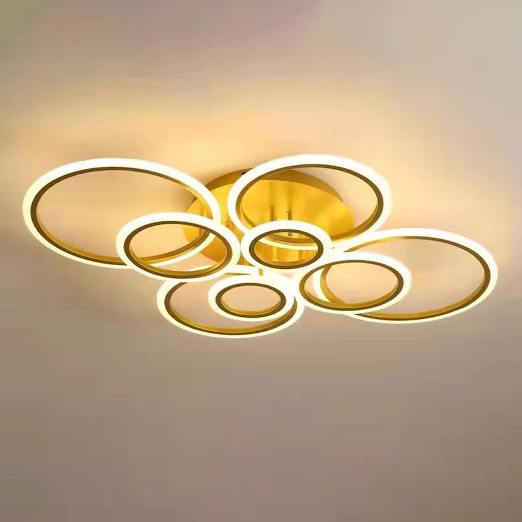 Lustra LED Circle 4 + 4 Gigant Gold Echivalent 1000W Telecomanda NEAGRA / 100CM / CIRCLE DESIGN Lighting Fixtures