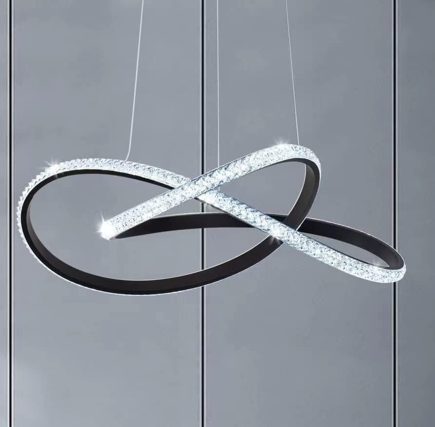 Lustra LED Cristal Infinity Black 2 Segmente Echivalent 400W SUSPENDATE / NEAGRA Chandeliers