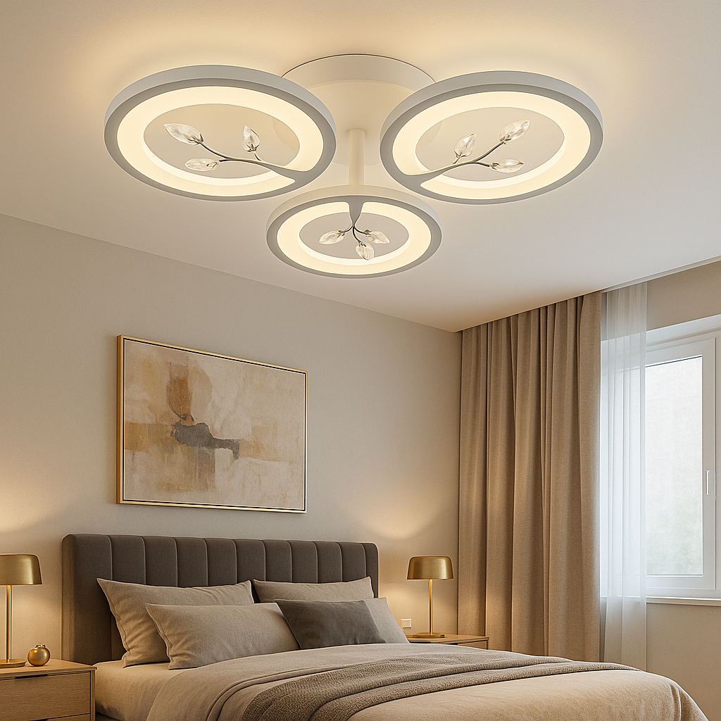 Lustra LED Mini LEAVES Echivalent 300W Telecomanda ALBA / 45CM / FLOWER DESIGN Lighting Fixtures