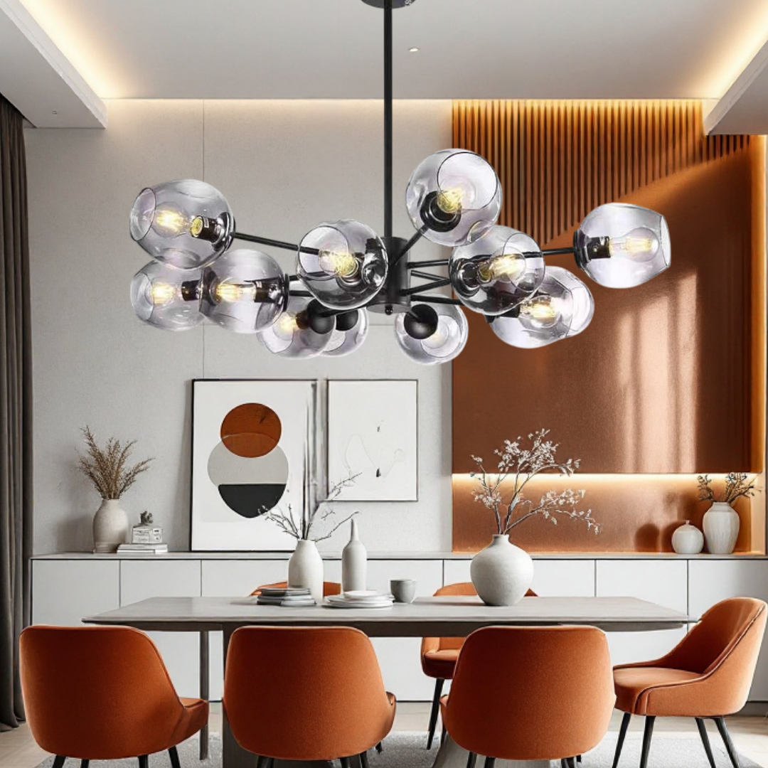 Lustra Abajur Sticla 12xE27 Umbrava - 6035-12 NEAGRA / ABAJUR Chandeliers