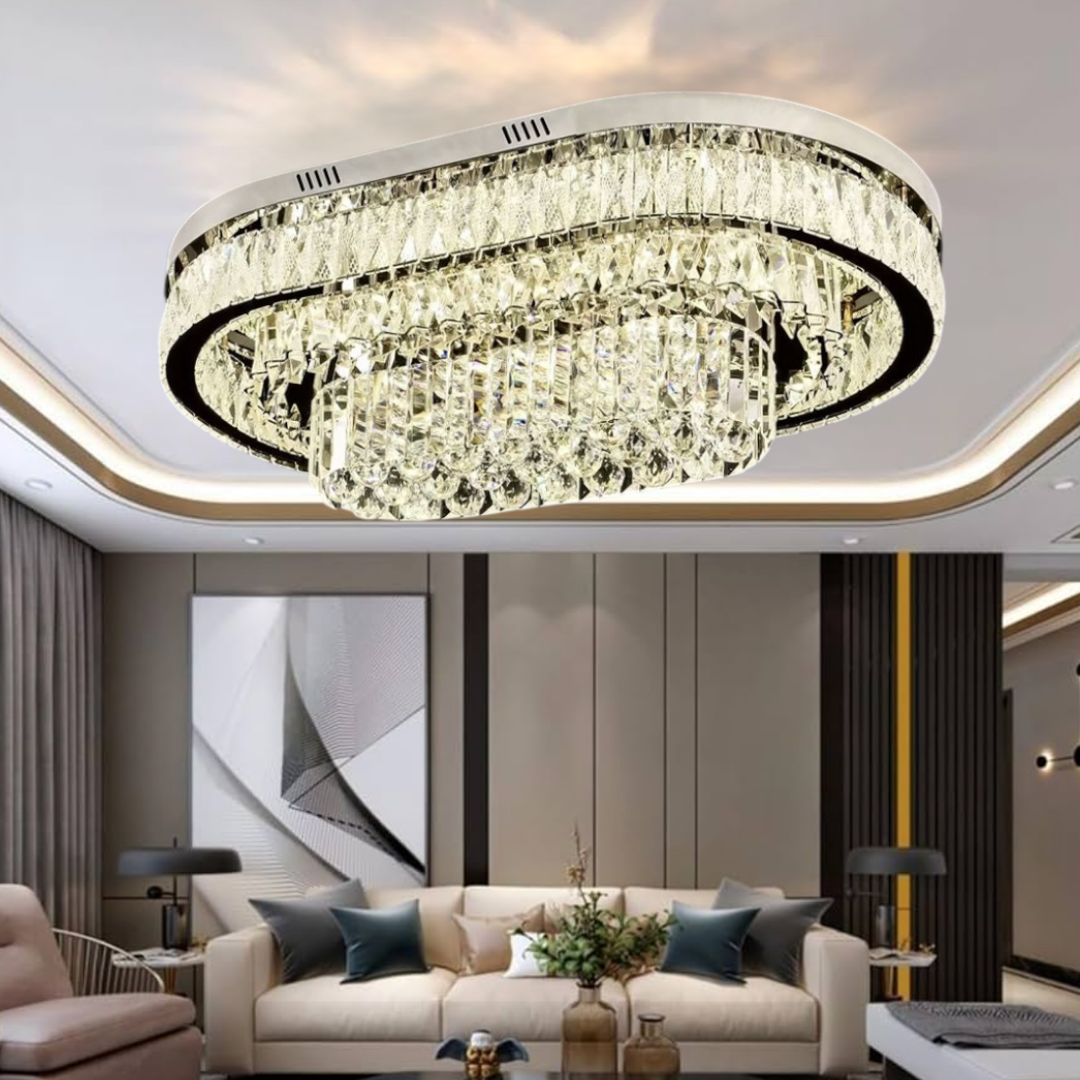 Lustra LED Aplicata Grand Aurora Cristal Telecomanda CHROME / 85CM / CRISTAL Chandeliers