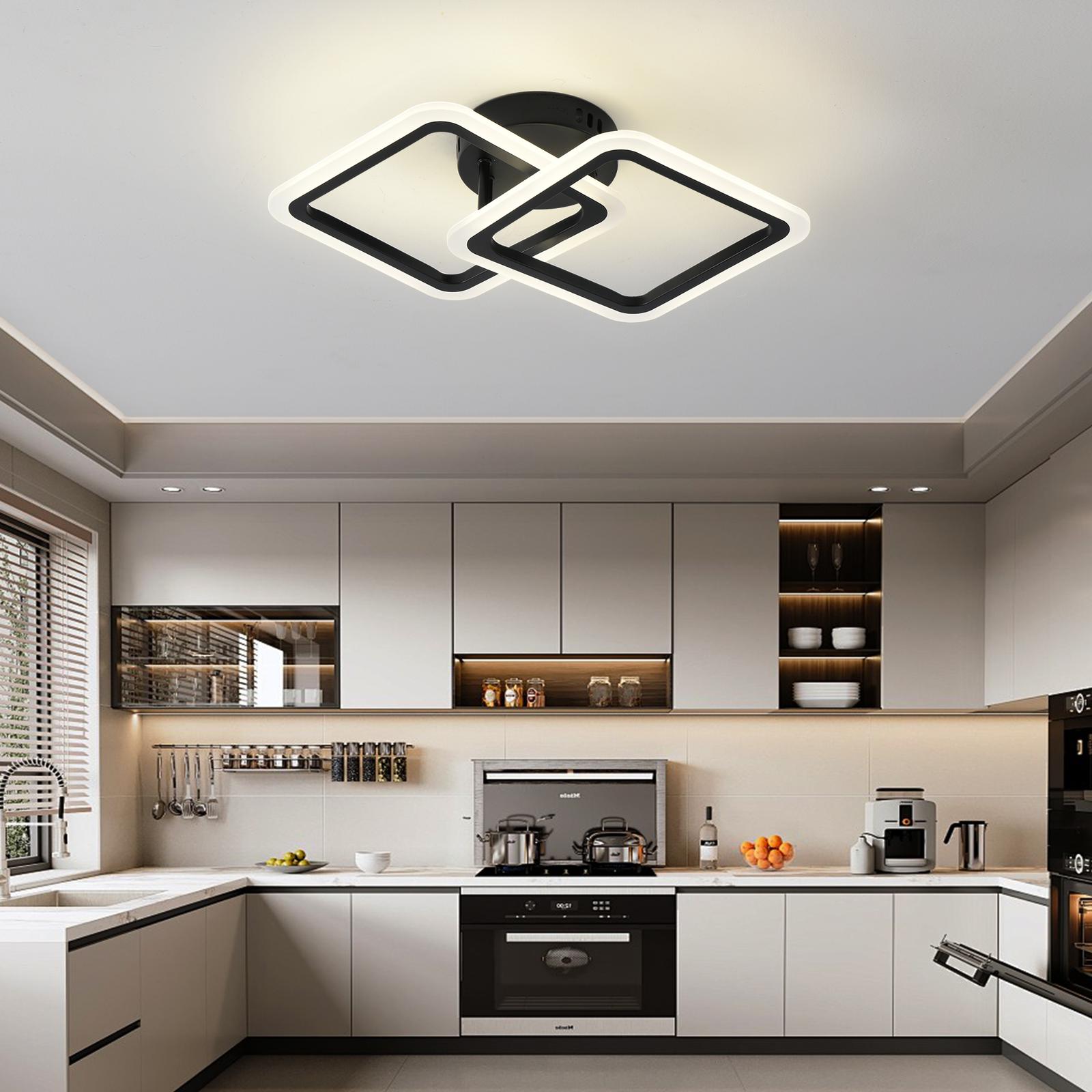 Lustra Led 1 + 1 Square Design Black Echivalent 300W Telecomanda Lighting Fixtures