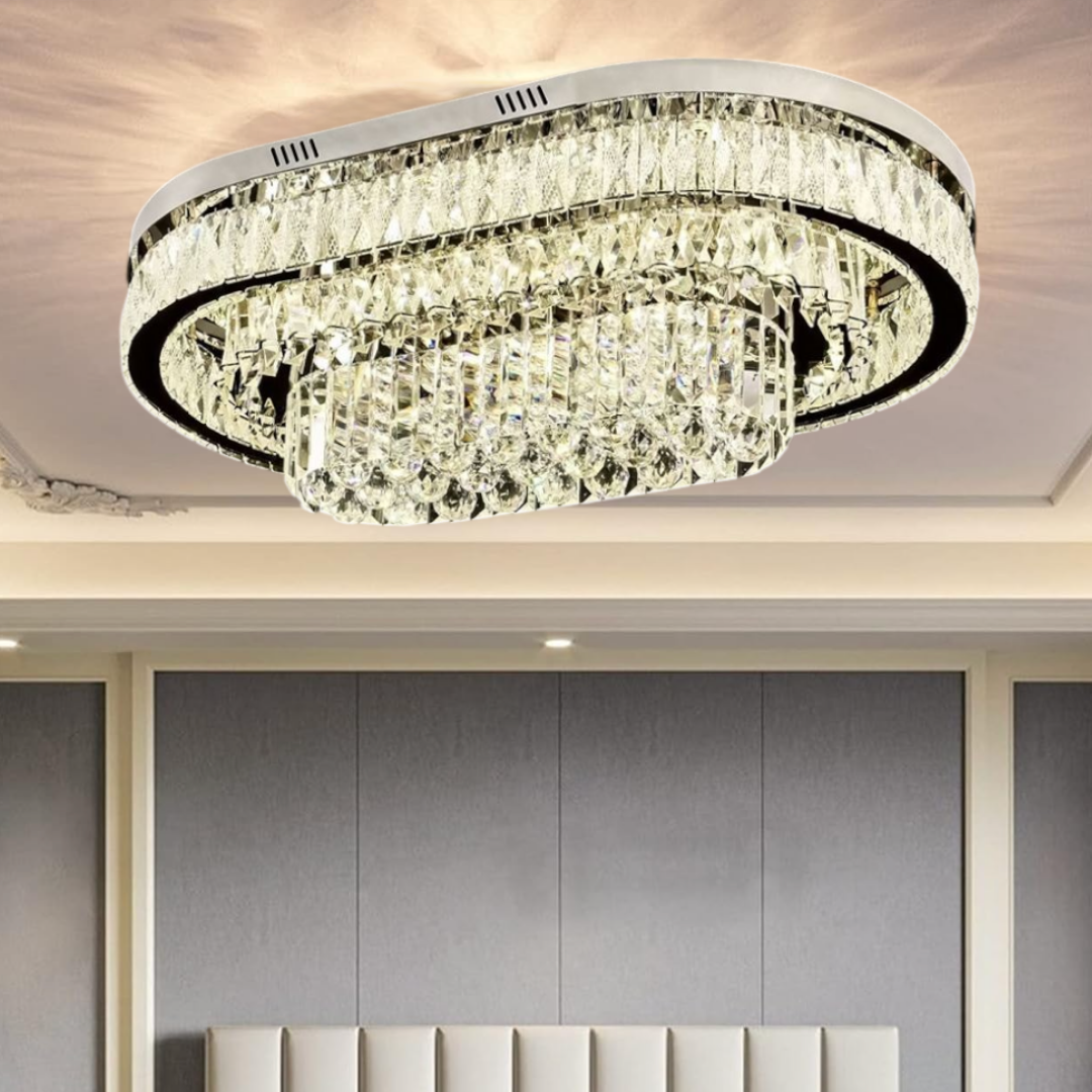 Lustra LED Aplicata Grand Aurora Cristal Telecomanda CHROME / 85CM / CRISTAL Chandeliers