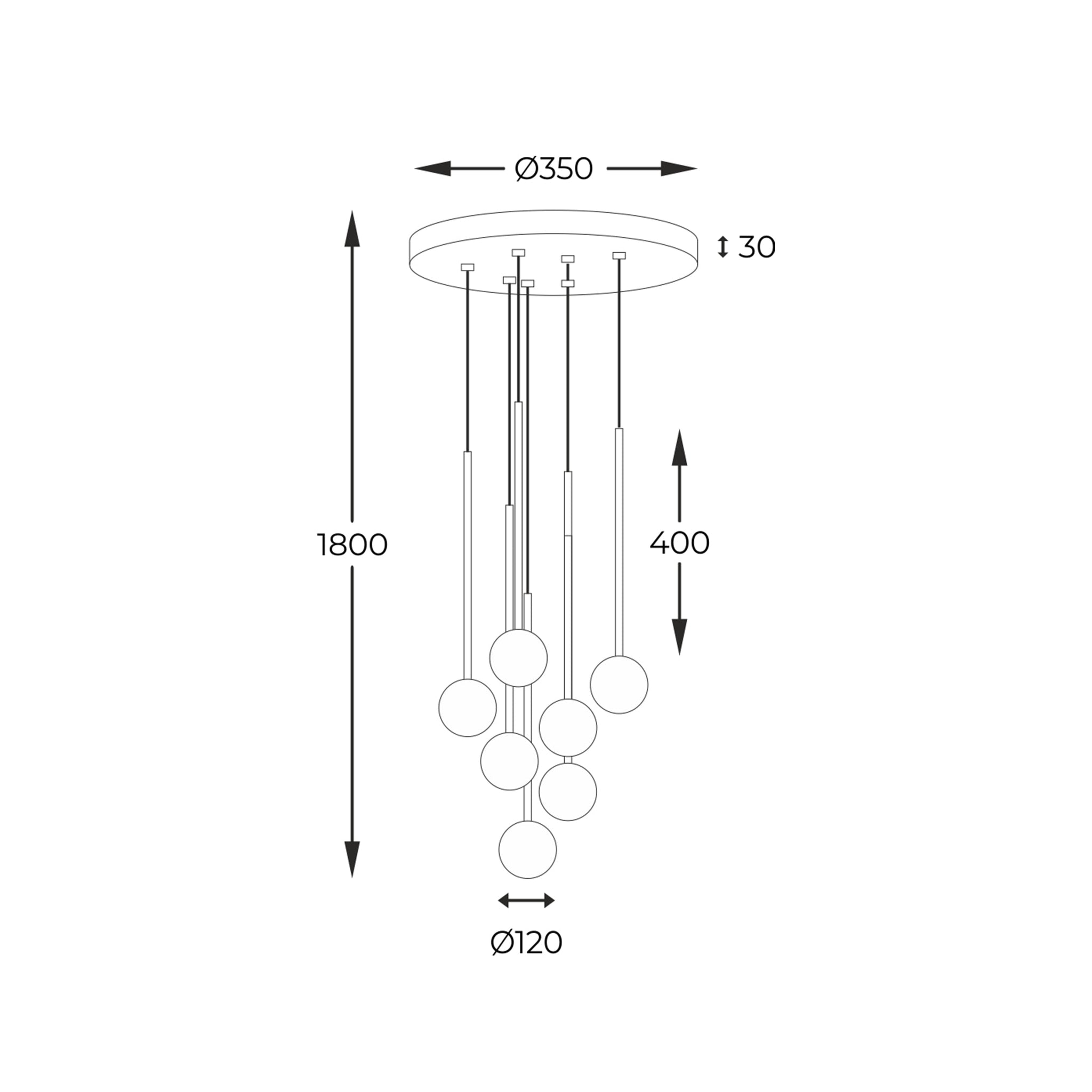 Lustra Abajur 7xG9 Black Nuvon NEAGRA / ABAJUR Chandeliers
