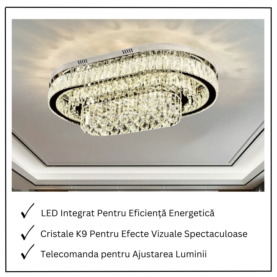 Lustra LED Aplicata Grand Aurora Cristal Telecomanda CHROME / 85CM / CRISTAL Chandeliers