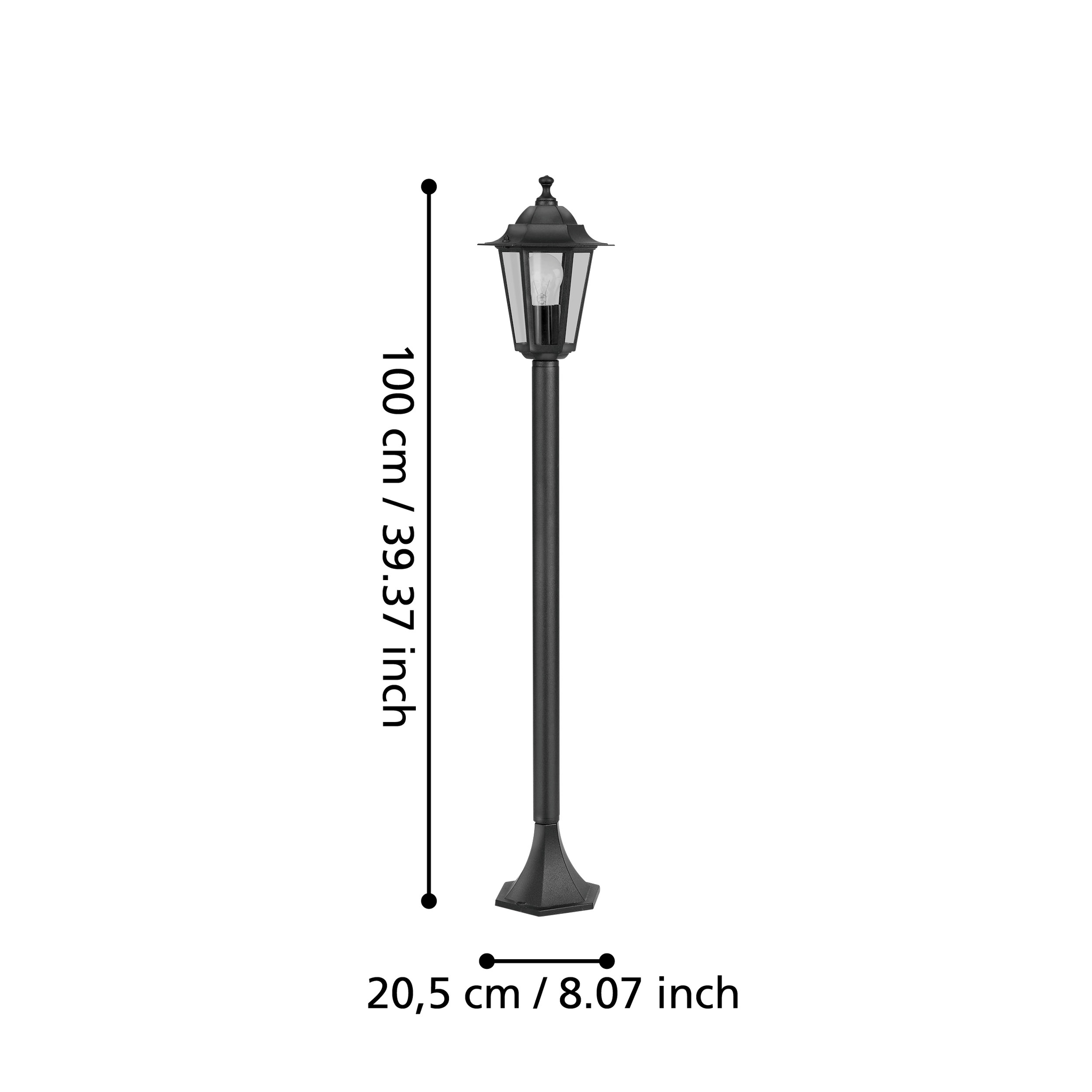 Stalp De Gradina LATERNA 4 Tip Felinar Negru 100CM STALP ORNAMENTAL GARDEN POLE