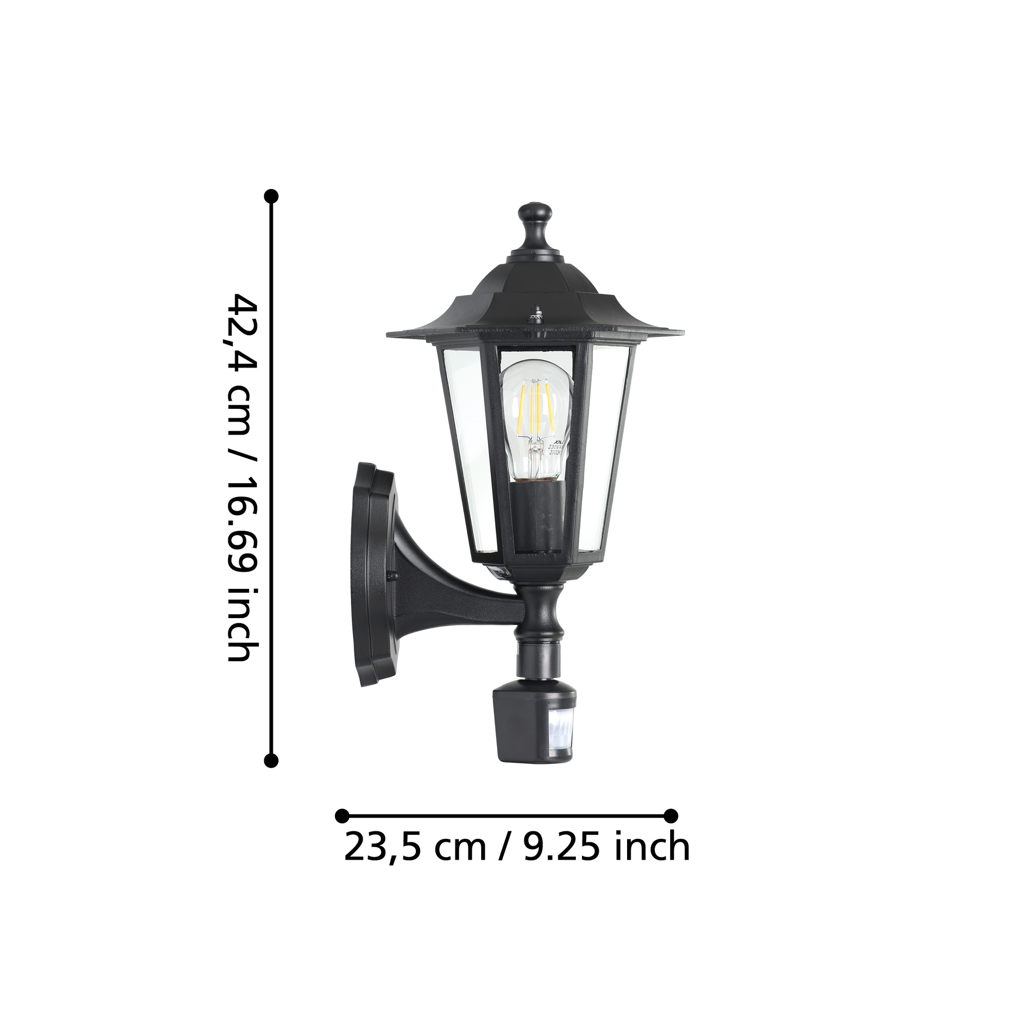 Aplica Exterior Tip Felinar cu Senzor LATERNA 4 Black 36CM NEAGRA / APLICA PERETE Wall Light Fixtures