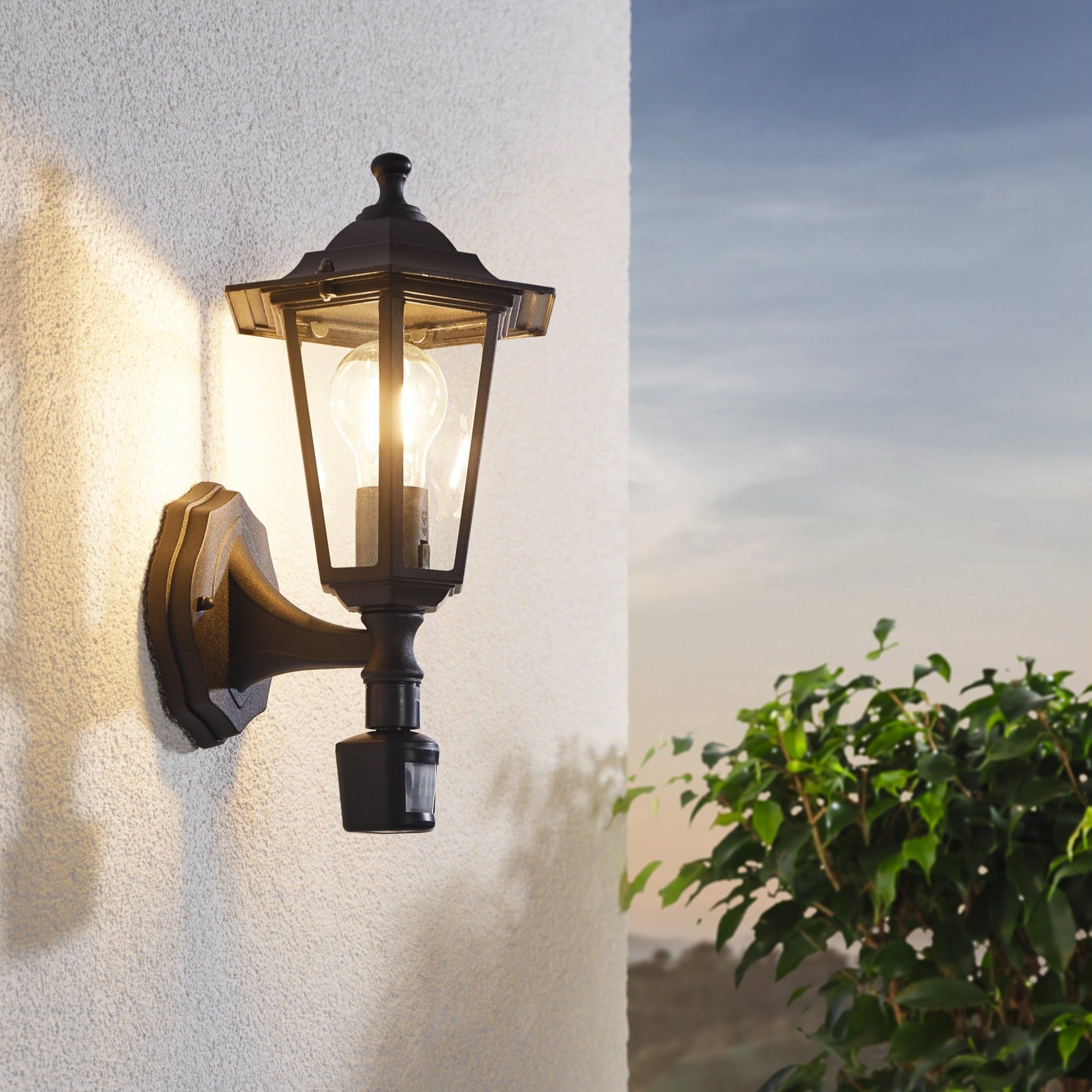 Aplica Exterior Tip Felinar cu Senzor LATERNA 4 Black 36CM NEAGRA / APLICA PERETE Wall Light Fixtures