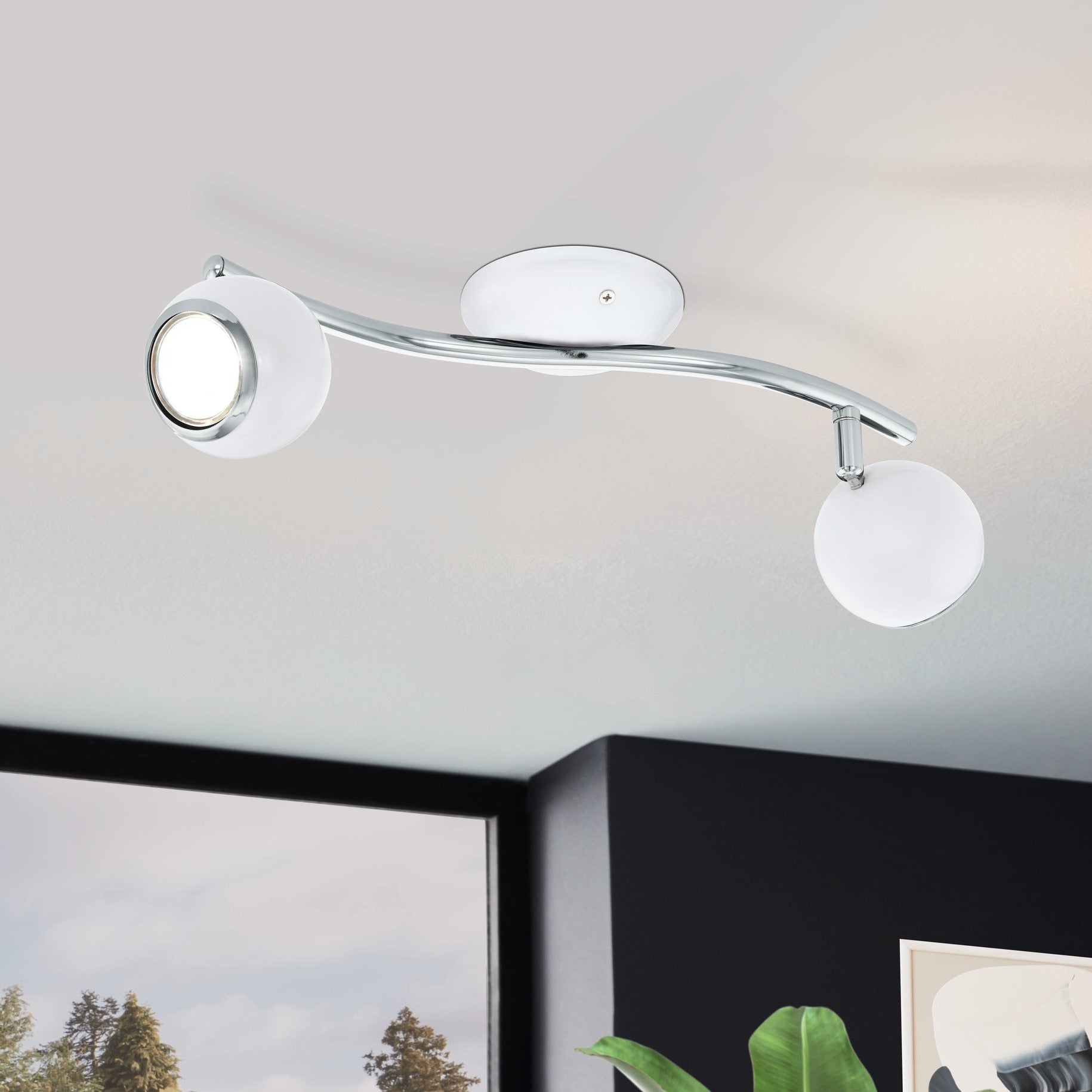 Lustra BIMEDA cu 2 Spoturi White & Silver 36CM 36.5CM Chandeliers