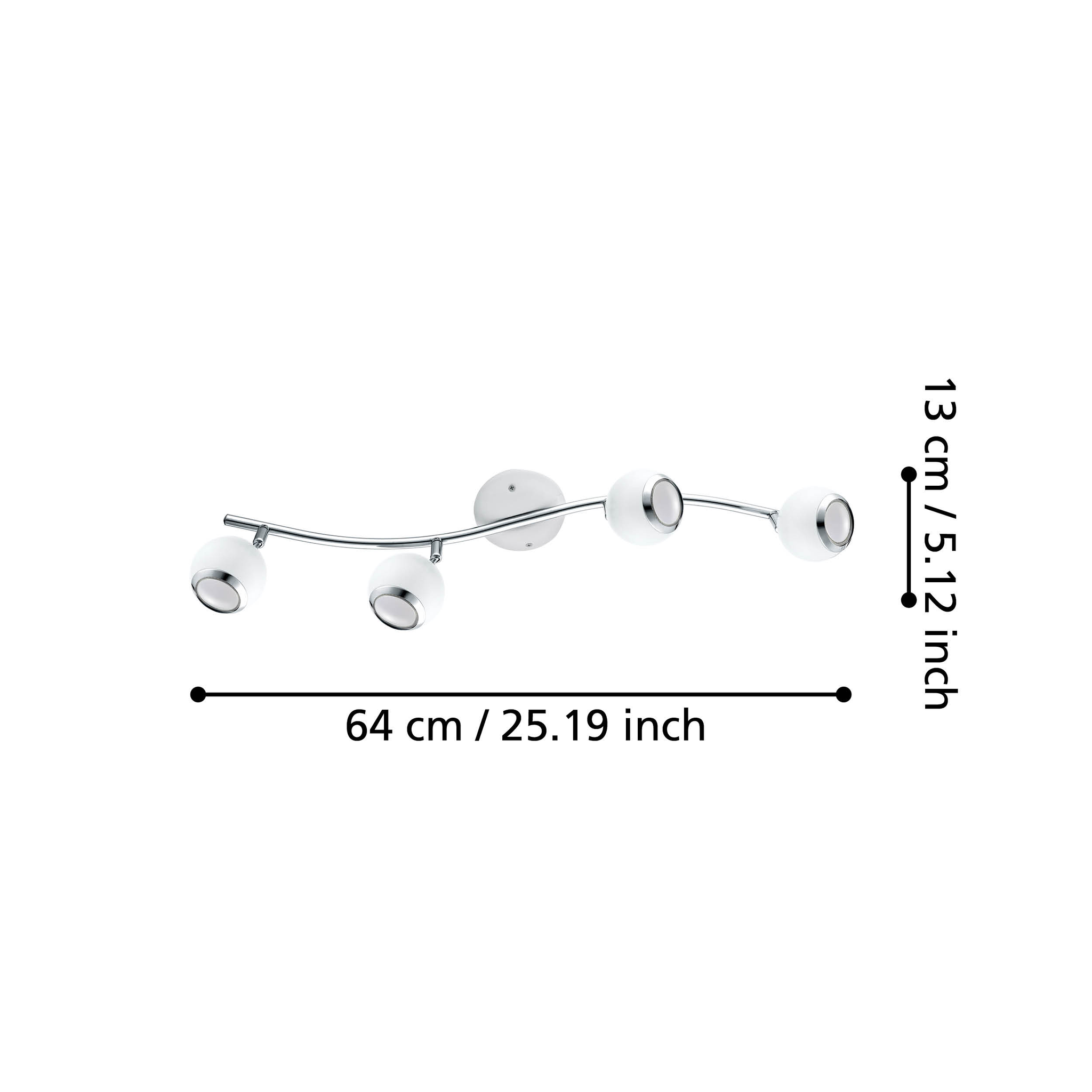 Lustra BIMEDA cu 4 Spoturi White & Silver 64CM 64CM Chandeliers