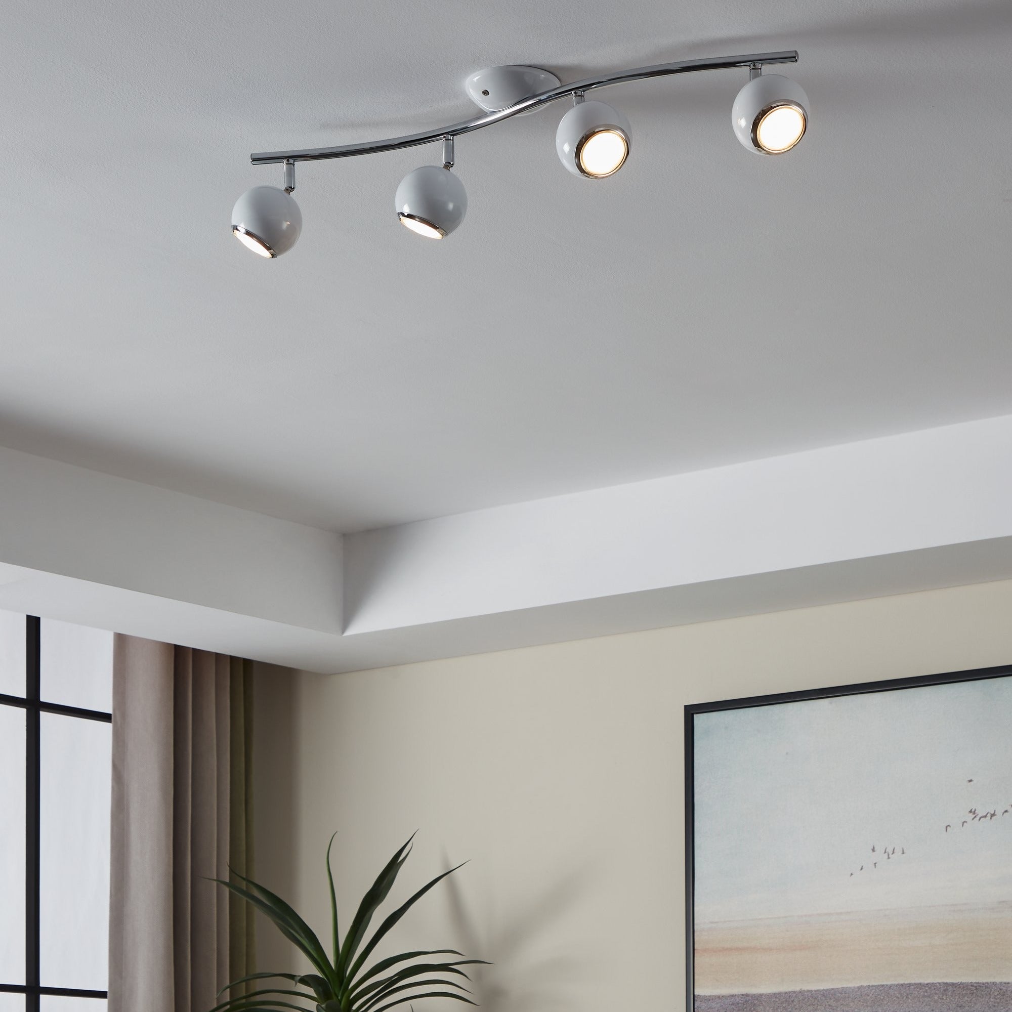 Lustra BIMEDA cu 4 Spoturi White & Silver 64CM 64CM Chandeliers