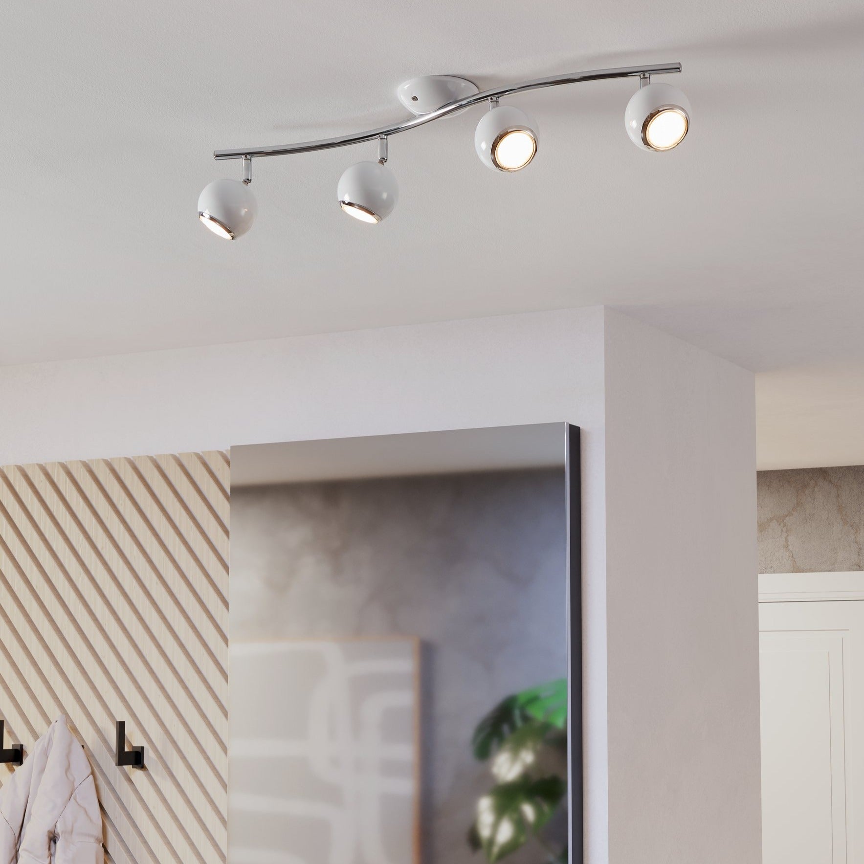 Lustra BIMEDA cu 4 Spoturi White & Silver 64CM 64CM Chandeliers