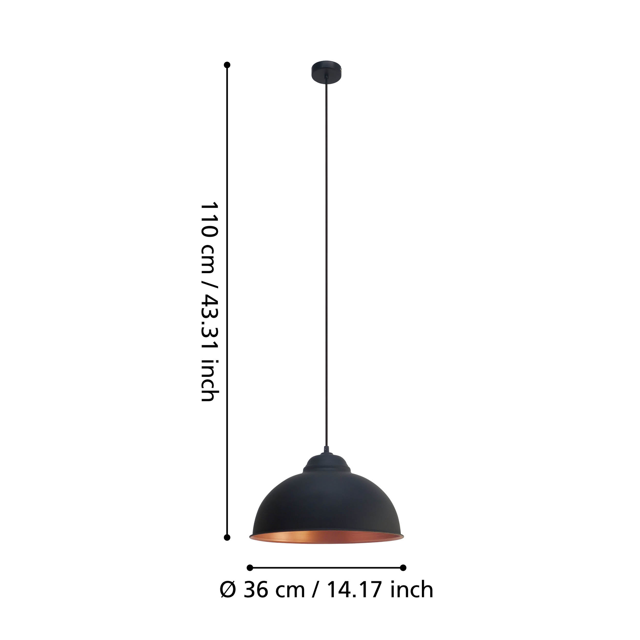 Pendul TRURO 2 Black & Gold 110CM Eglo NEAGRA / ABAJUR Lighting Fixtures