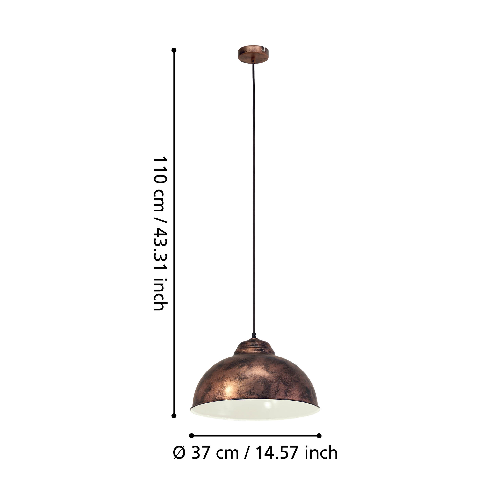 Pendul TRURO 2 Antique Cooper 110CM Eglo AURIU / ABAJUR Lighting Fixtures