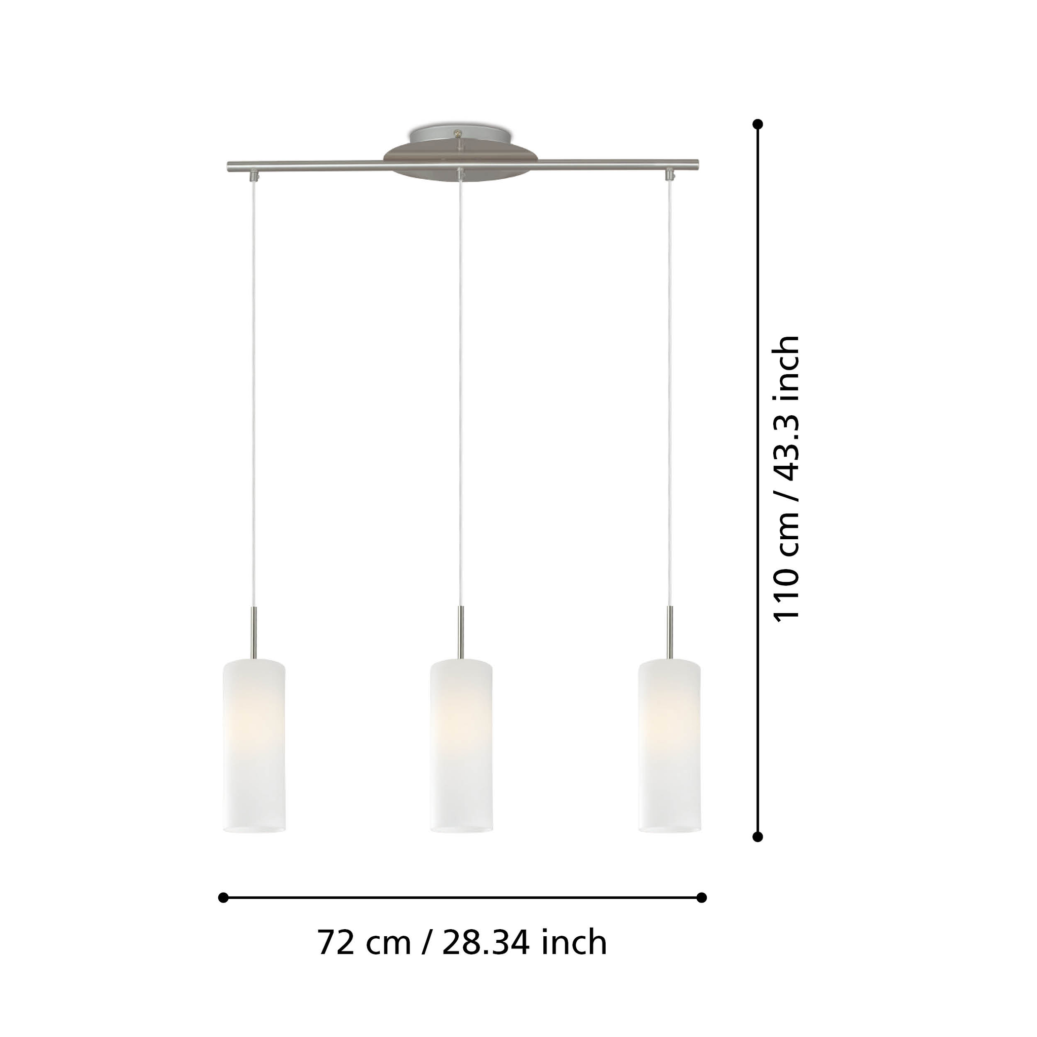 Lustra Suspendata TROY 3 Silver 110CM ARGINTIE / VINTAGE SI RETRO DESIGN / 110CM Chandeliers