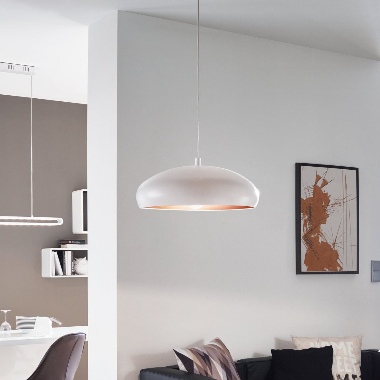 Pendul Vintage MOGANO 1 White & Gold 110CM Eglo ALBA / VINTAGE SI RETRO DESIGN Lighting Fixtures