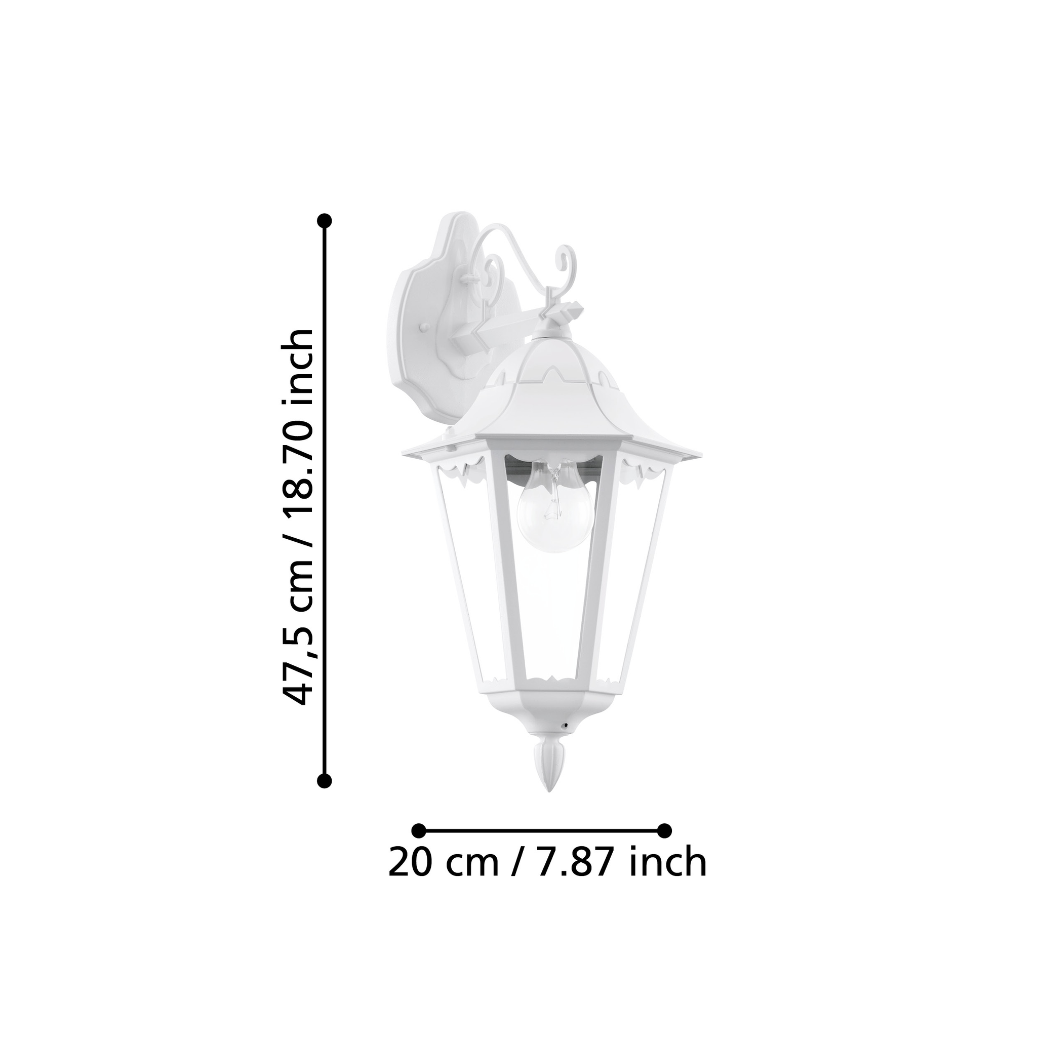 Aplica Exterior Tip Felinar NAVEDO White 47.5CM Eglo ALBA / APLICA PERETE Wall Light Fixtures