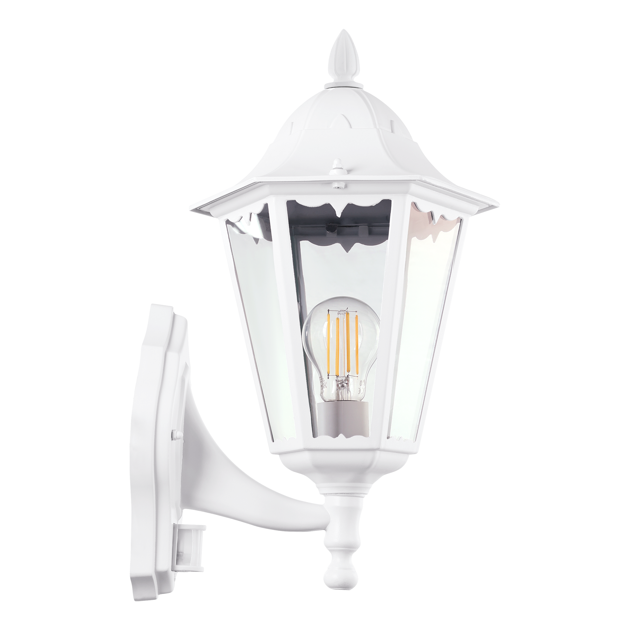 Aplica Exterior Tip Felinar cu Senzor NAVEDO White ALBA / APLICA PERETE Wall Light Fixtures