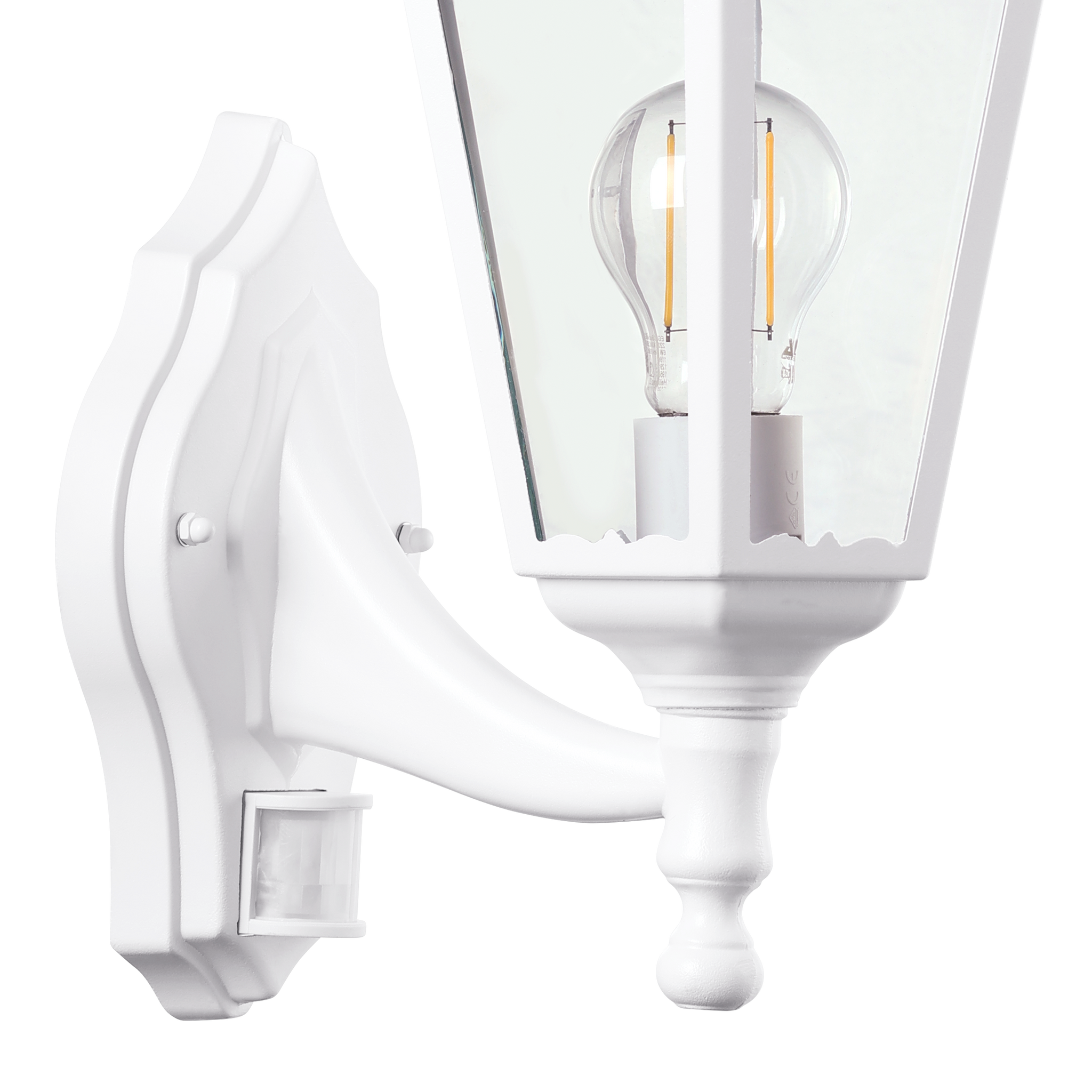 Aplica Exterior Tip Felinar cu Senzor NAVEDO White ALBA / APLICA PERETE Wall Light Fixtures