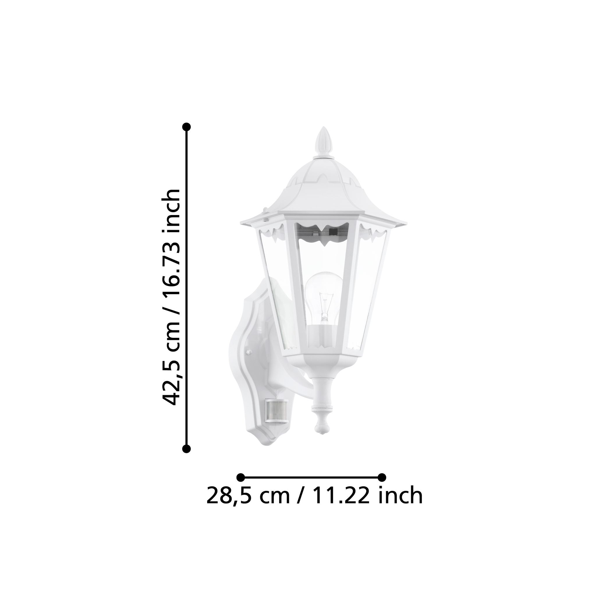 Aplica Exterior Tip Felinar cu Senzor NAVEDO White ALBA / APLICA PERETE Wall Light Fixtures