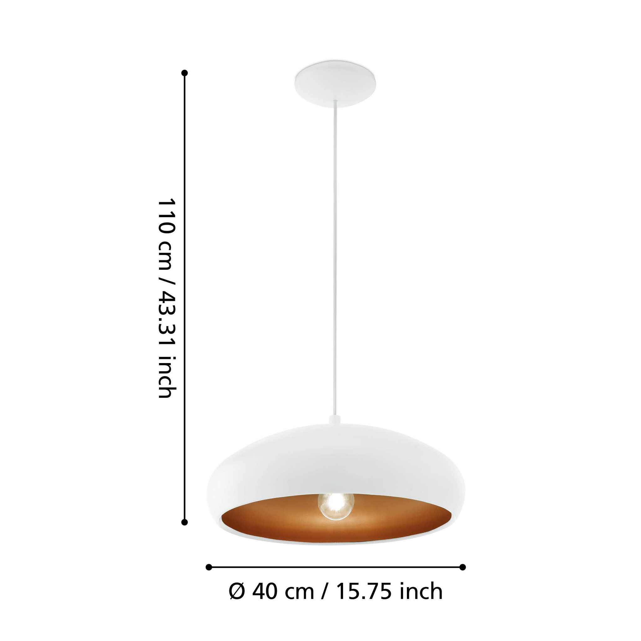 Pendul Vintage MOGANO 1 White & Gold 110CM Eglo ALBA / VINTAGE SI RETRO DESIGN Lighting Fixtures