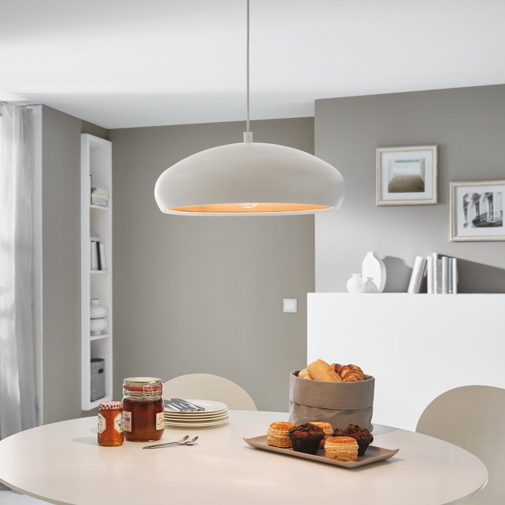 Pendul Vintage MOGANO 1 White & Gold 110CM Eglo ALBA / VINTAGE SI RETRO DESIGN Lighting Fixtures