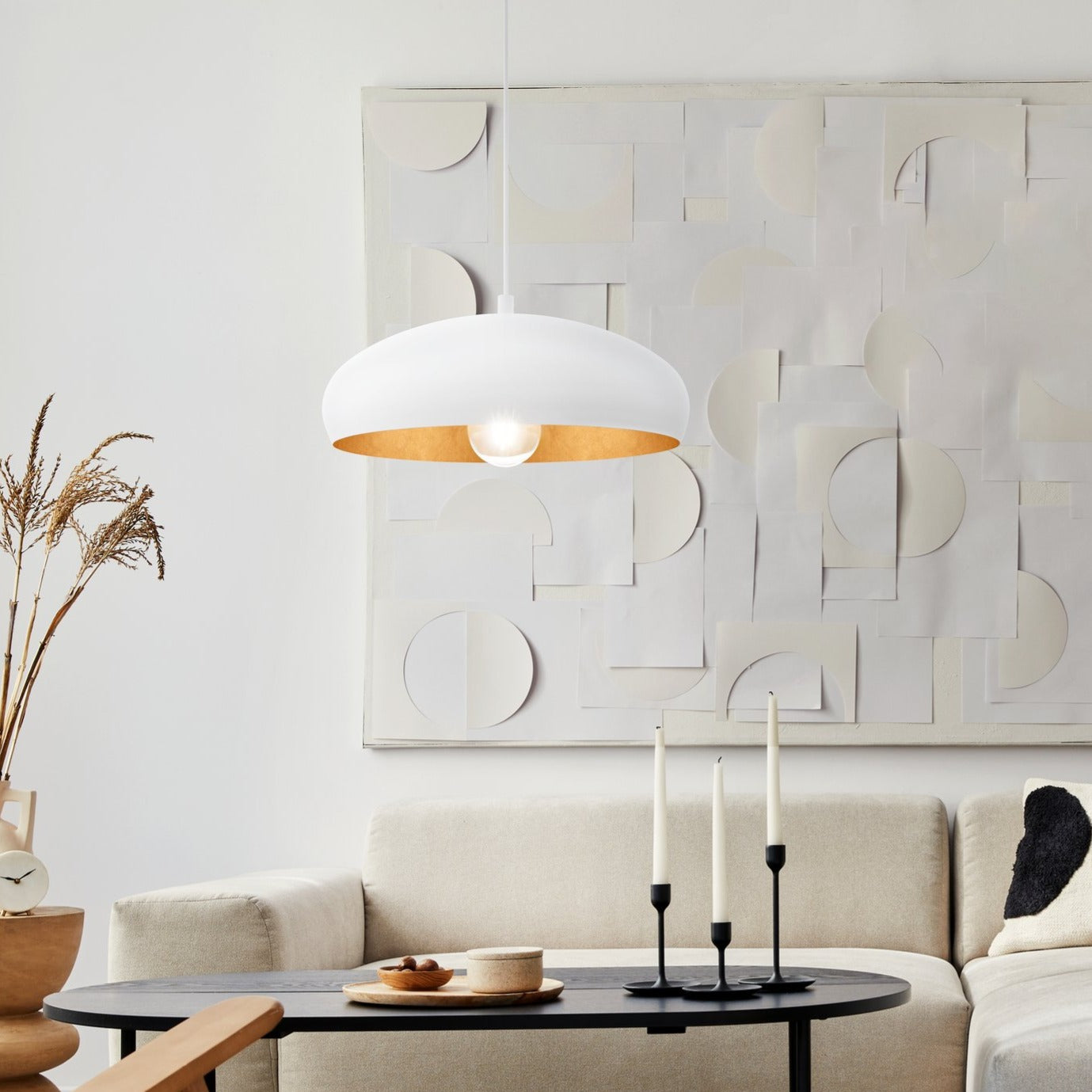 Pendul Vintage MOGANO 1 White & Gold 110CM Eglo ALBA / VINTAGE SI RETRO DESIGN Lighting Fixtures