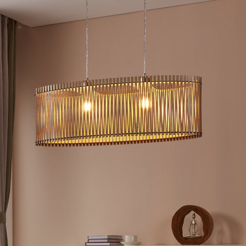 Lustra Suspendata Sendero Silver & Wood 2xE27 Eglo Resigilat R2