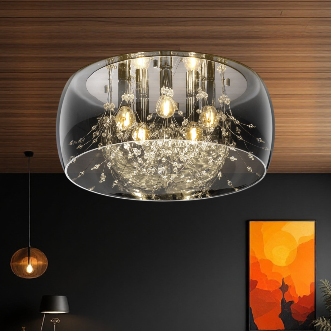 Lustra Chrome 5xE14 ShinePulse 28W ARGINTIE / ABAJUR Chandeliers