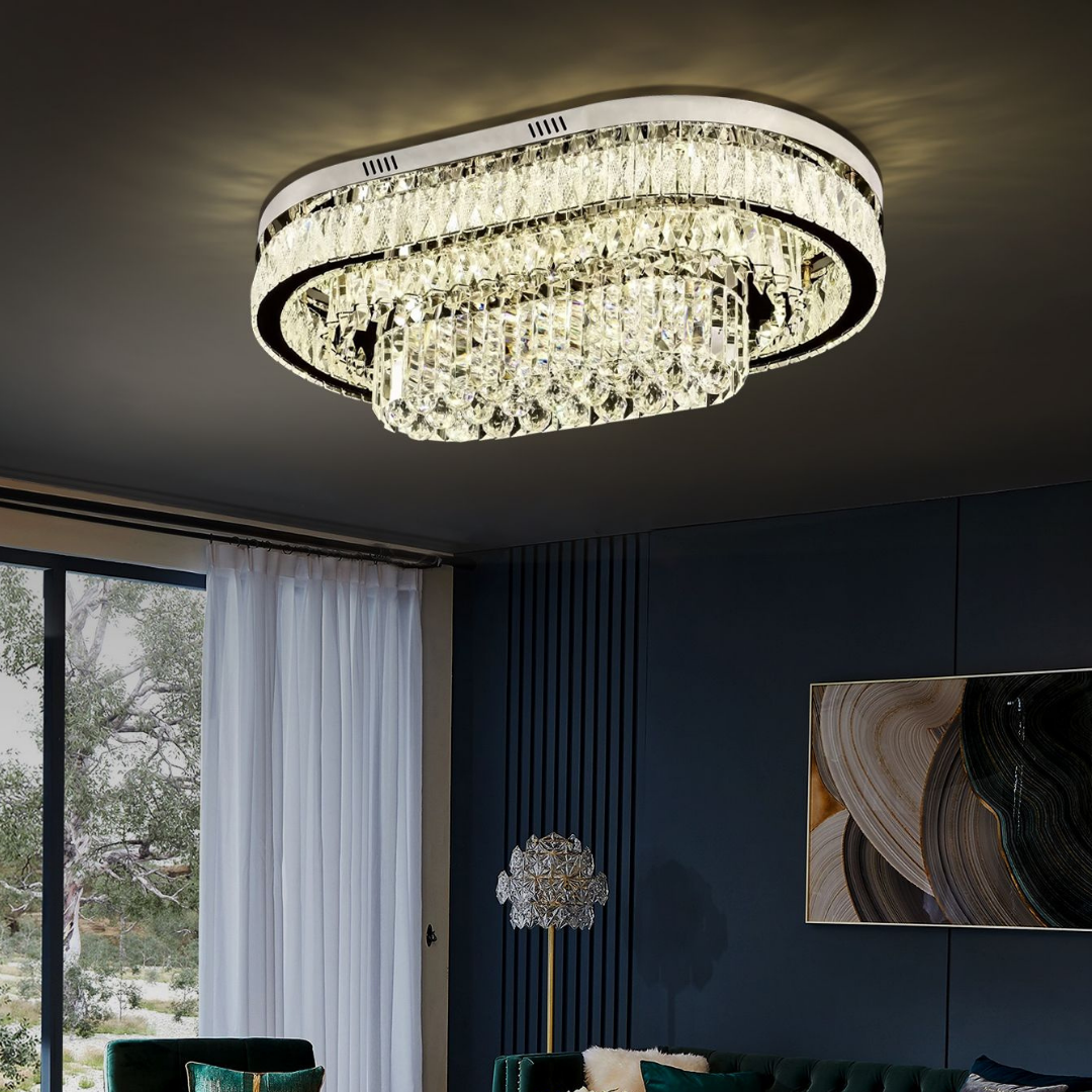 Lustra LED Aplicata Grand Aurora Cristal Telecomanda CHROME / 85CM / CRISTAL Chandeliers