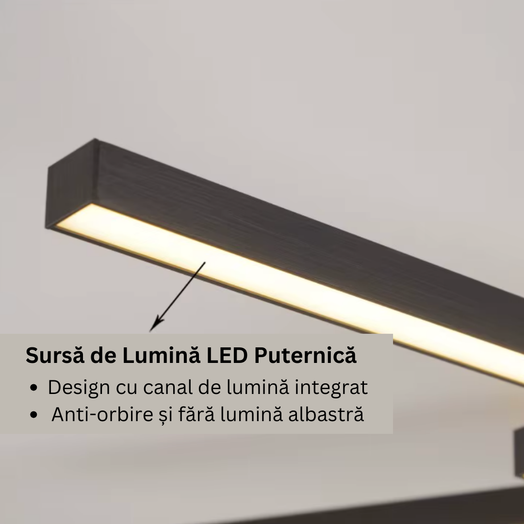 Lustra LED 6 Modern LINES Black Echivalent 400W Telecomanda BK-7020-6C NEAGRA / 58CM / MINIMALIST DESIGN Lighting
