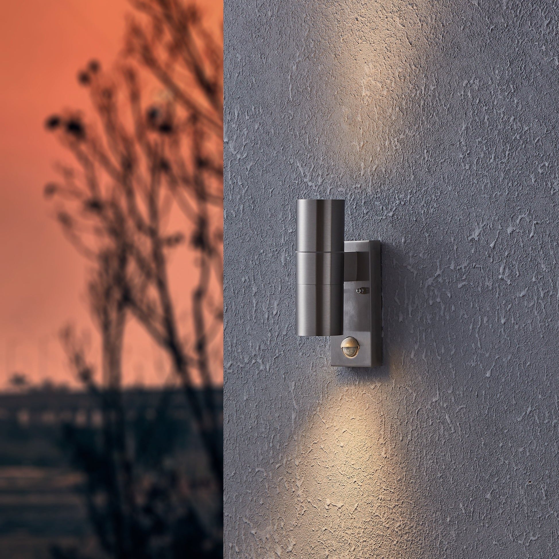 Aplica Exterior RIGA 5 Silver cu Senzor 21.5CM ARGINTIE / APLICA PERETE Wall Light Fixtures