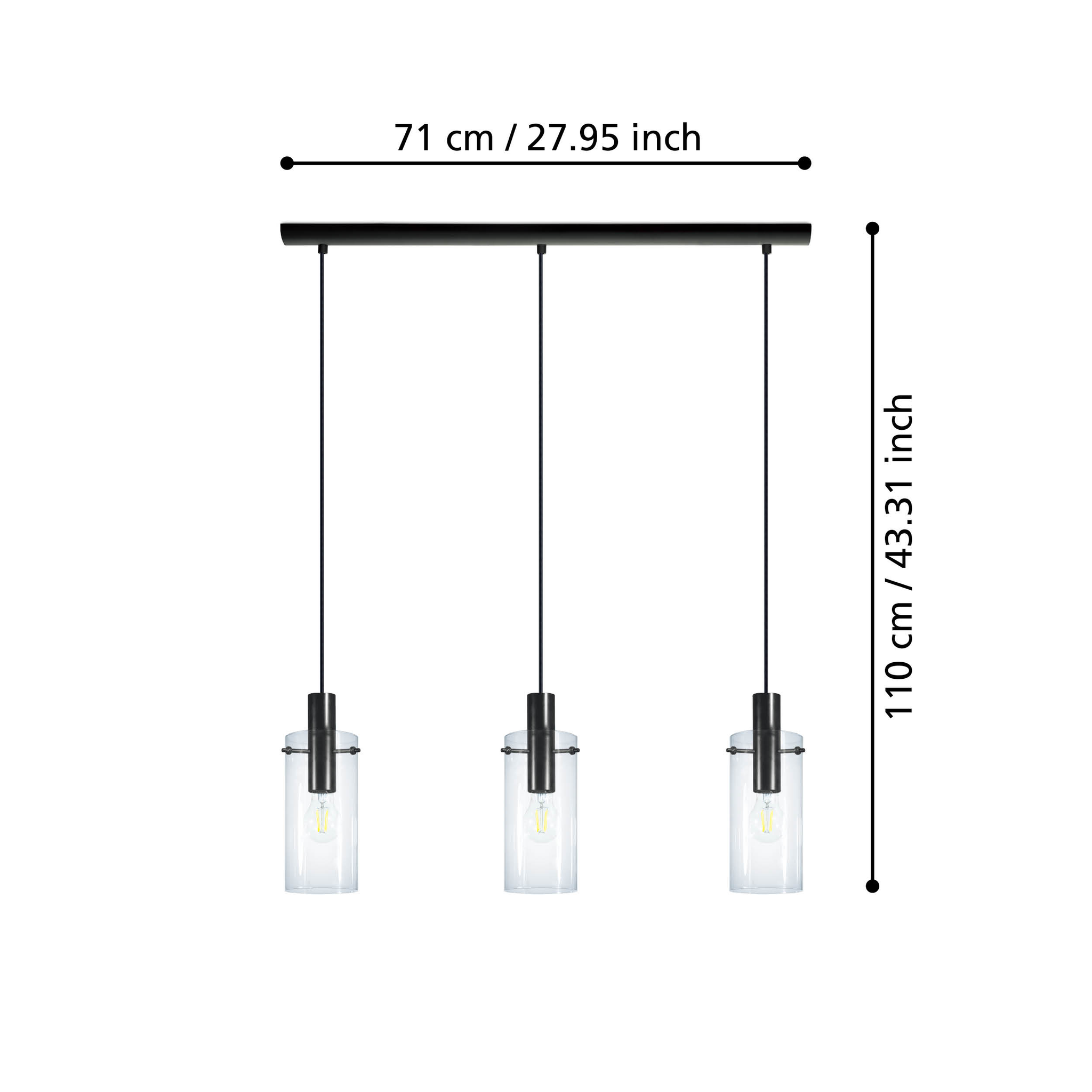 Lustra Suspendata MONTEFINO Black 110CM NEAGRA / VINTAGE SI RETRO DESIGN / 110CM Chandeliers