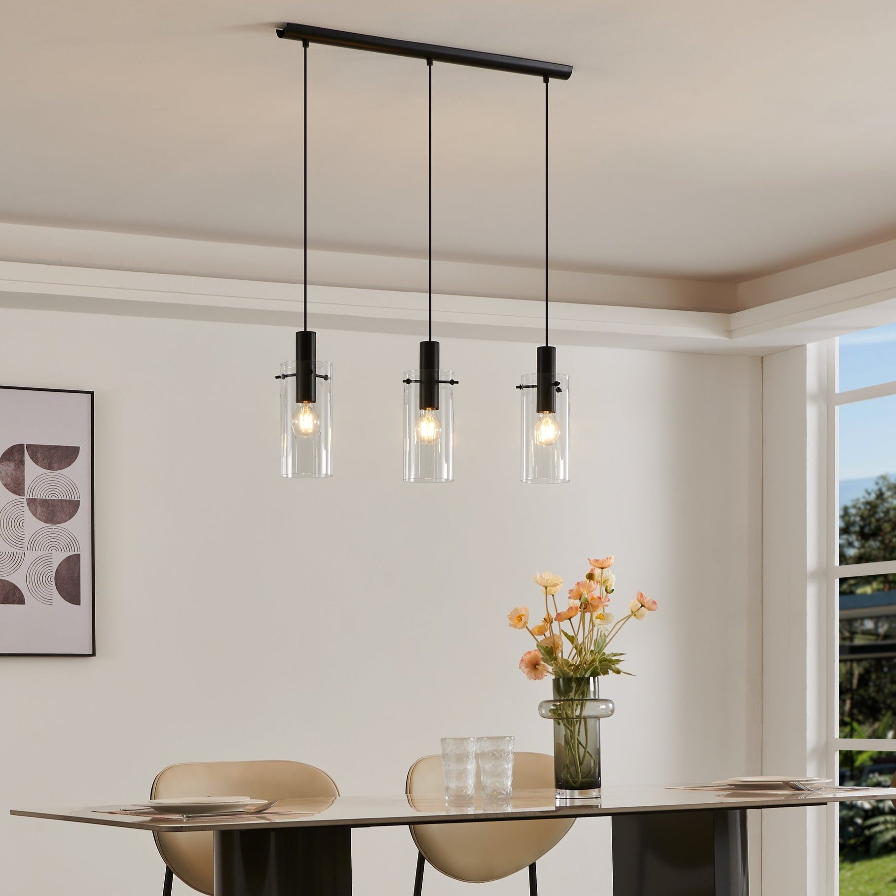 Lustra Suspendata MONTEFINO Black 110CM NEAGRA / VINTAGE SI RETRO DESIGN / 110CM Chandeliers