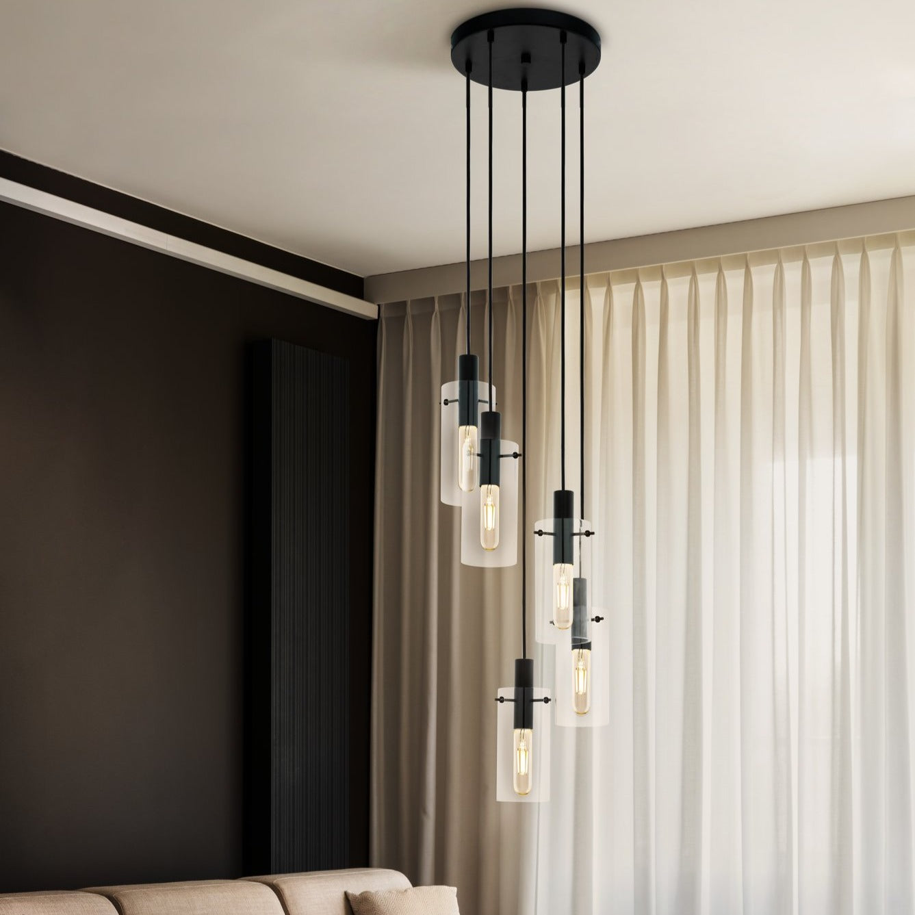 Lustra Suspendata MONTEFINO Black 150CM NEAGRA / ABAJUR / 150CM Chandeliers
