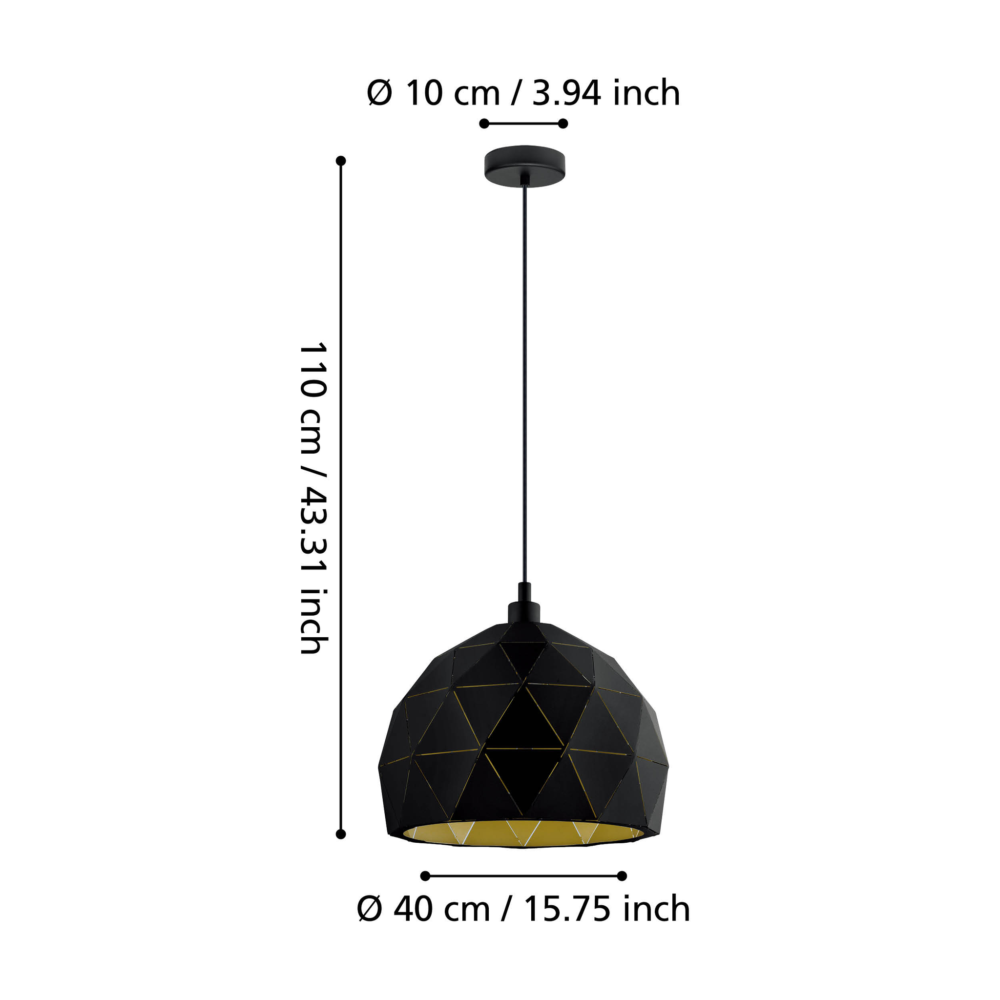 Pendul Vintage ROCCAFORTE 110CM Eglo NEGRU + AURIU / VINTAGE SI RETRO DESIGN Lighting Fixtures