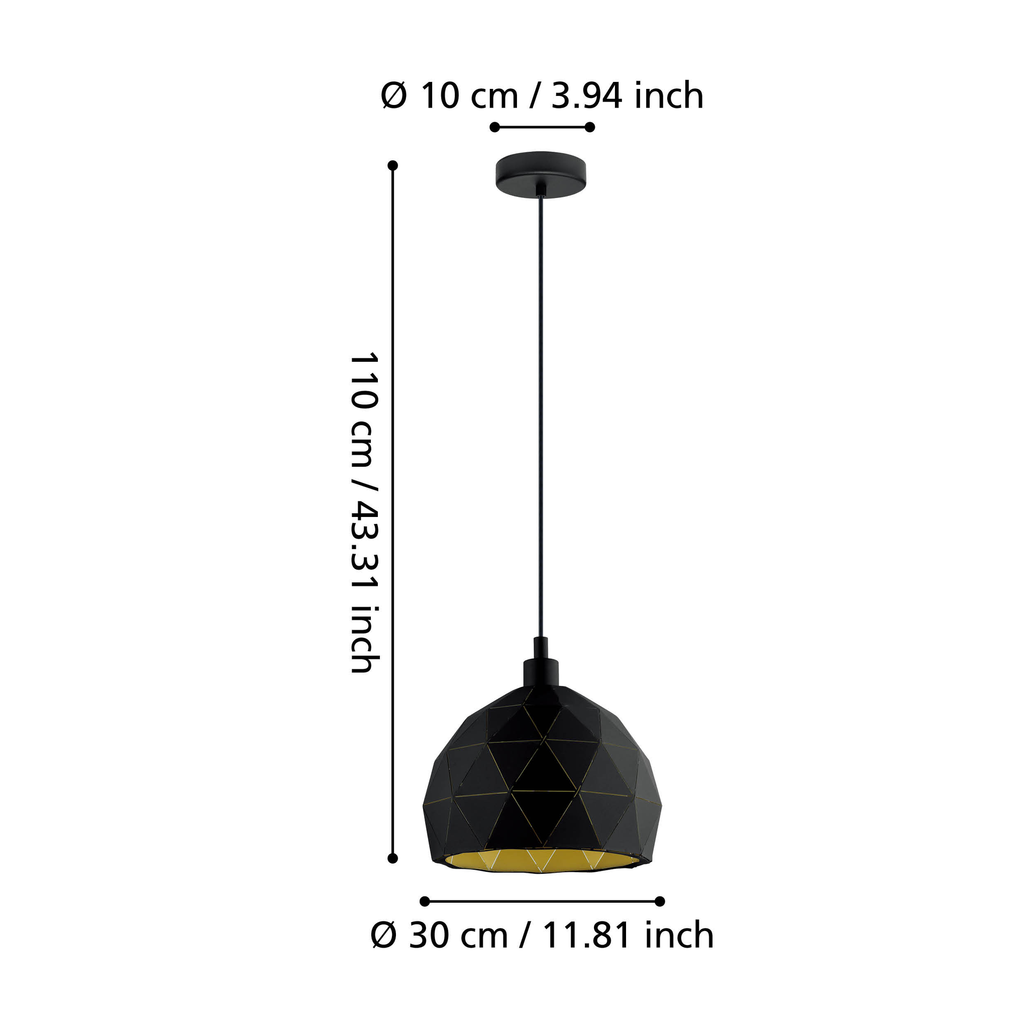 Pendul Vintage Mini ROCCAFORTE 110CM Eglo NEGRU + AURIU / VINTAGE SI RETRO DESIGN Lighting Fixtures