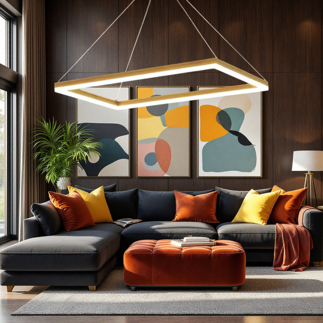 Lustra LED Suspendata Gold GlowPanel AURIE / 120CM / SUSPENDATE Lighting Fixtures