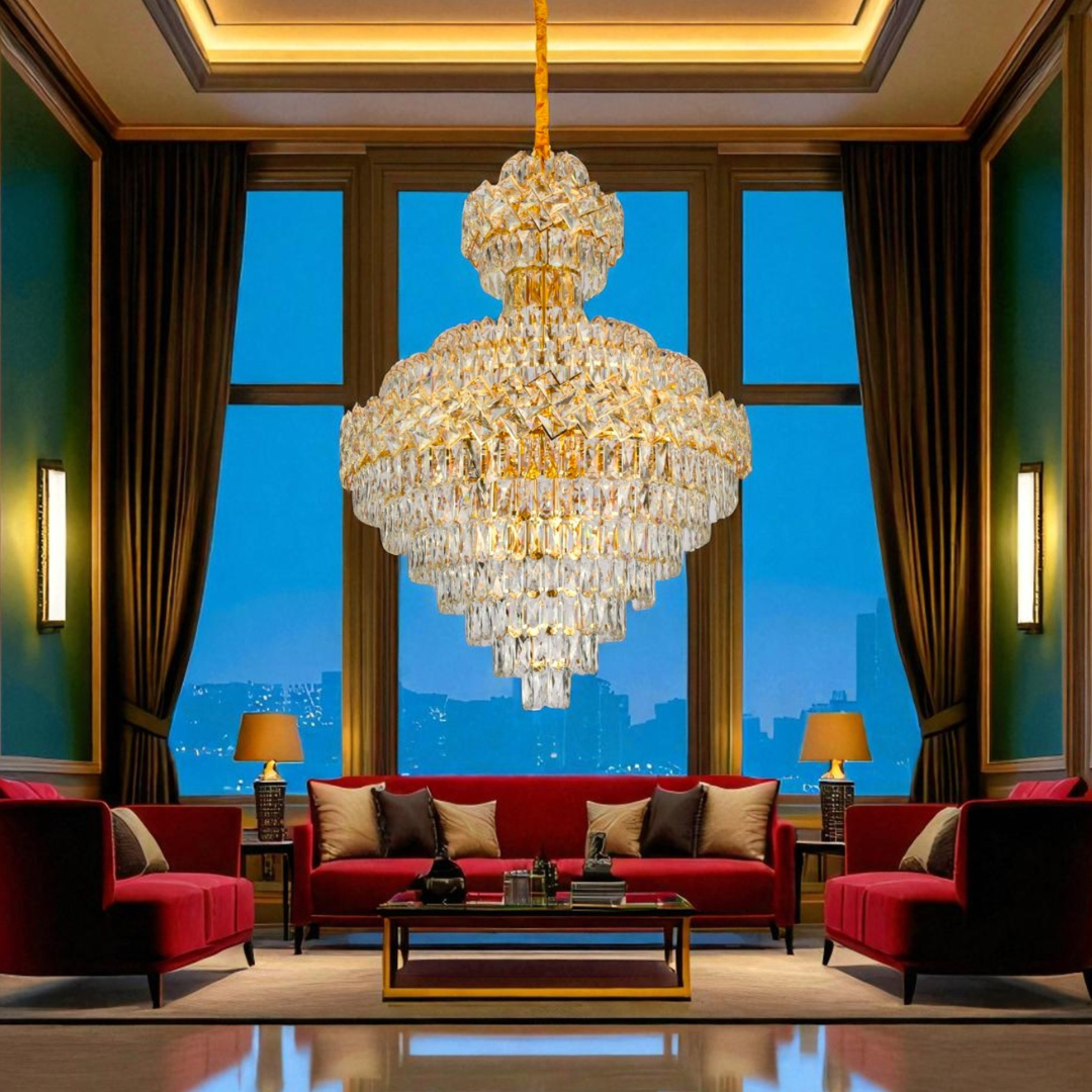 Candelabru Malli Gold 21xE27 80x110cm AURIE / 80x110CM / LUXURY Chandeliers Crystal