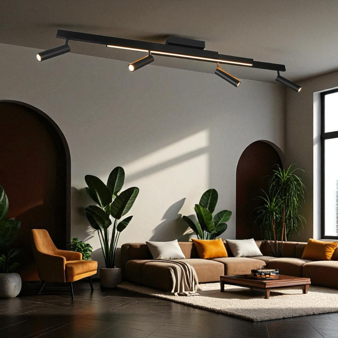 Lustra LED cu 4 Spoturi pe Sina ZENO Black NEAGRA / 133CM led ceiling light